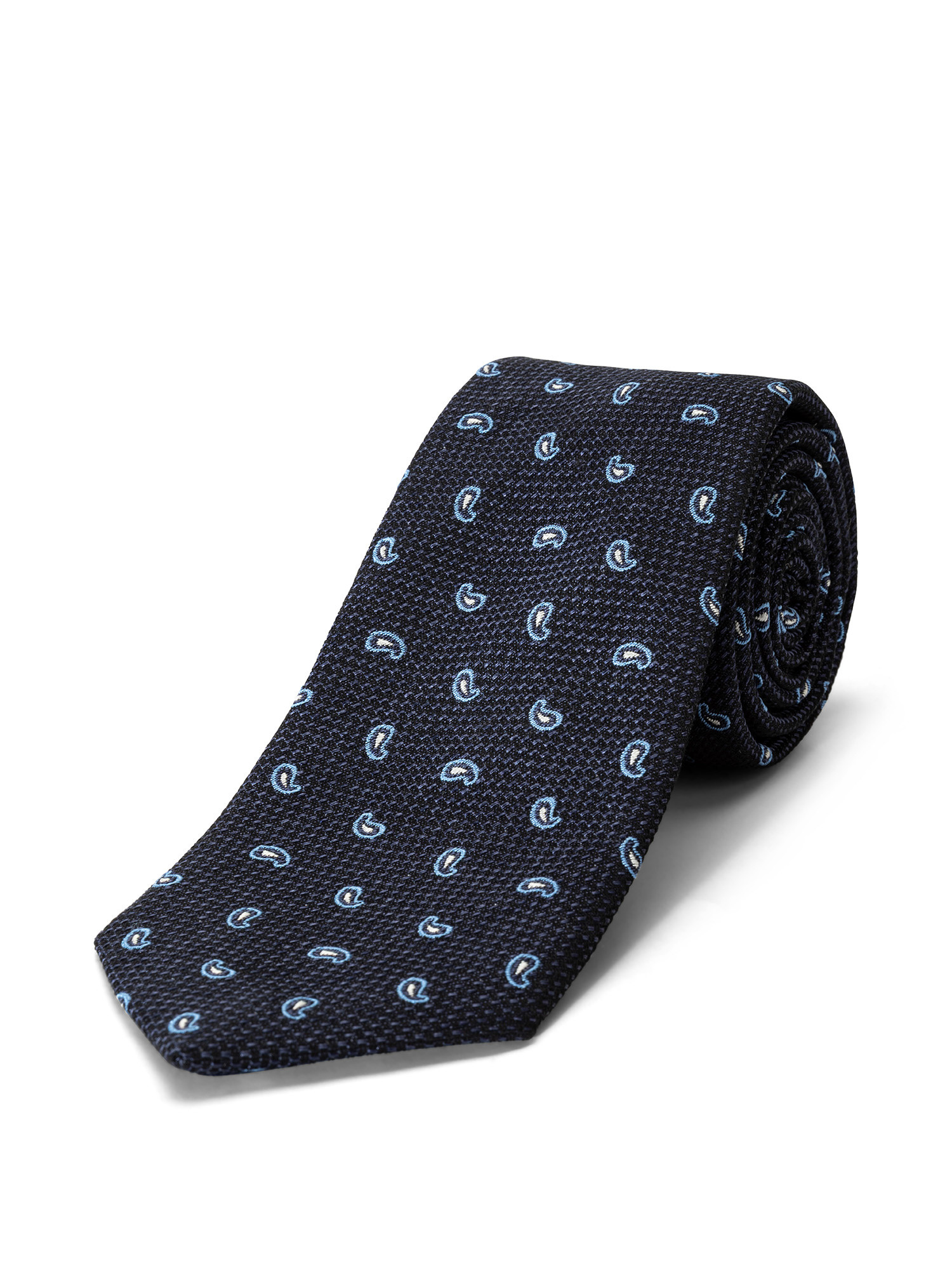 Luca D'Altieri - Patterned silk and cotton tie, Blue, large image number 0