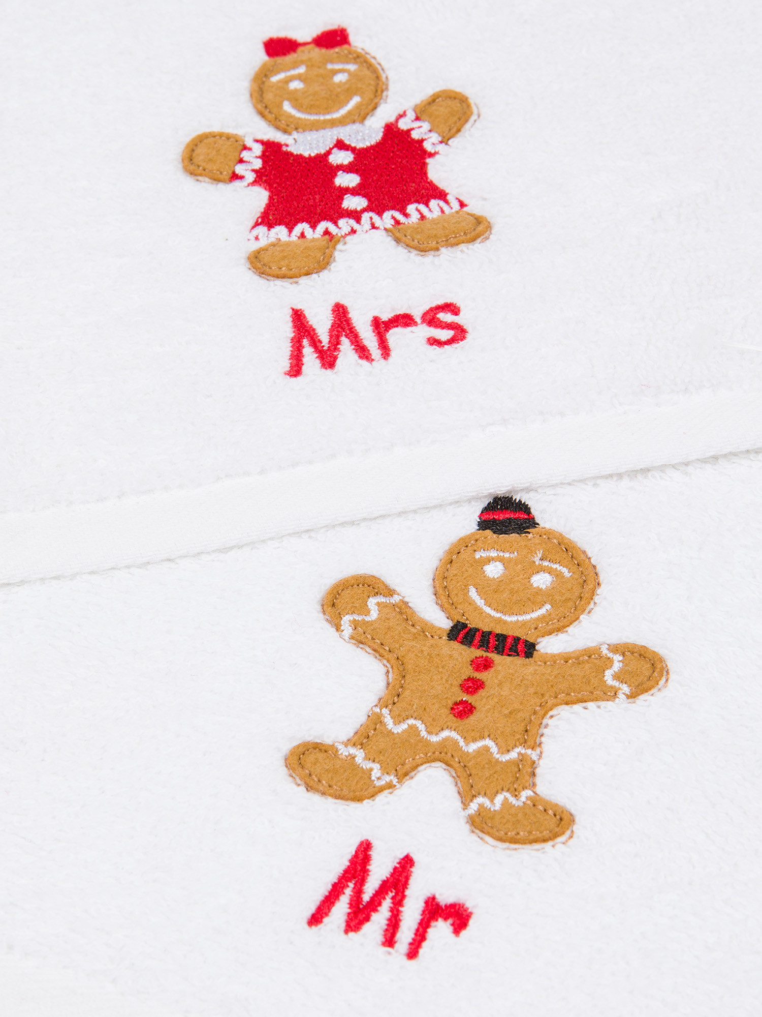 Double set of Mr&Mrs embroidered cotton towels, White, large image number 3