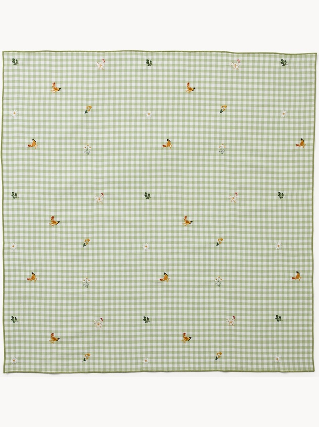 Embroidered gingham cotton centerpiece