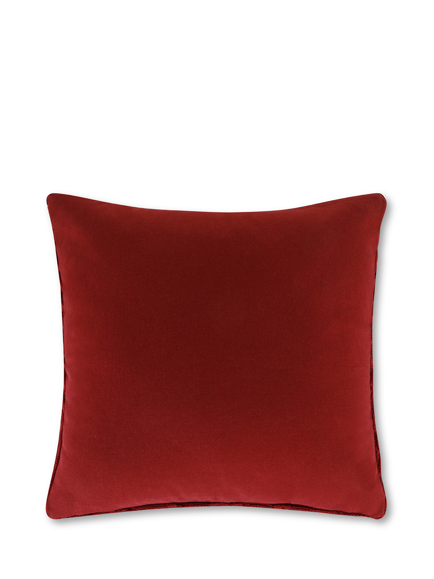 Knitted cushion with braid motif 45x45 cm, Red, large image number 1