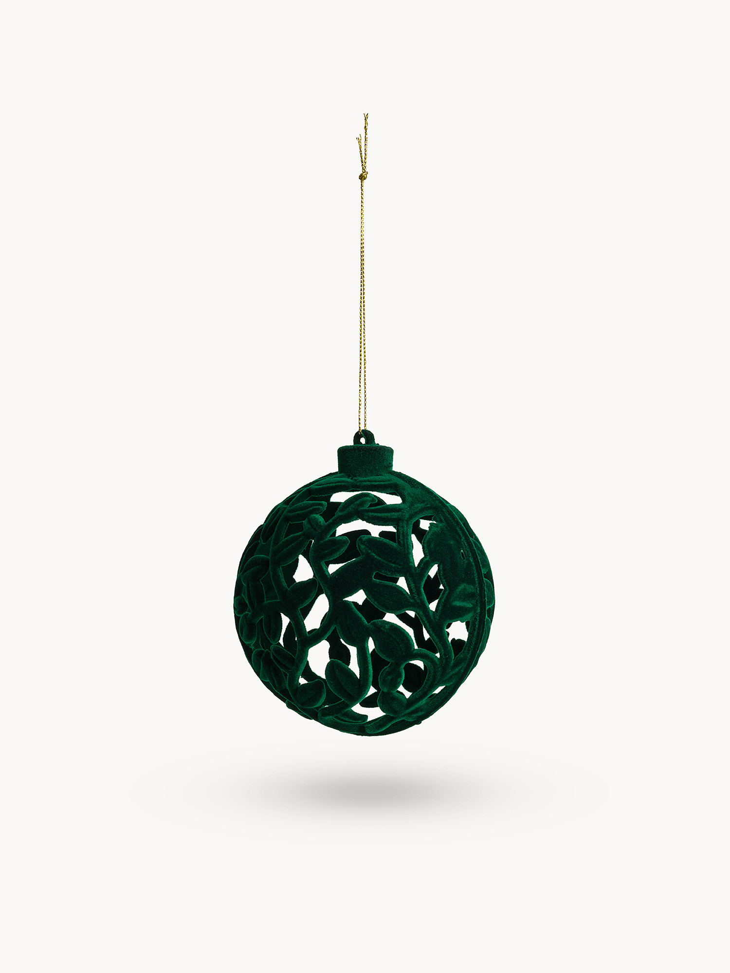 Addobbo albero in velluto a sfera, Verde, large image number 0
