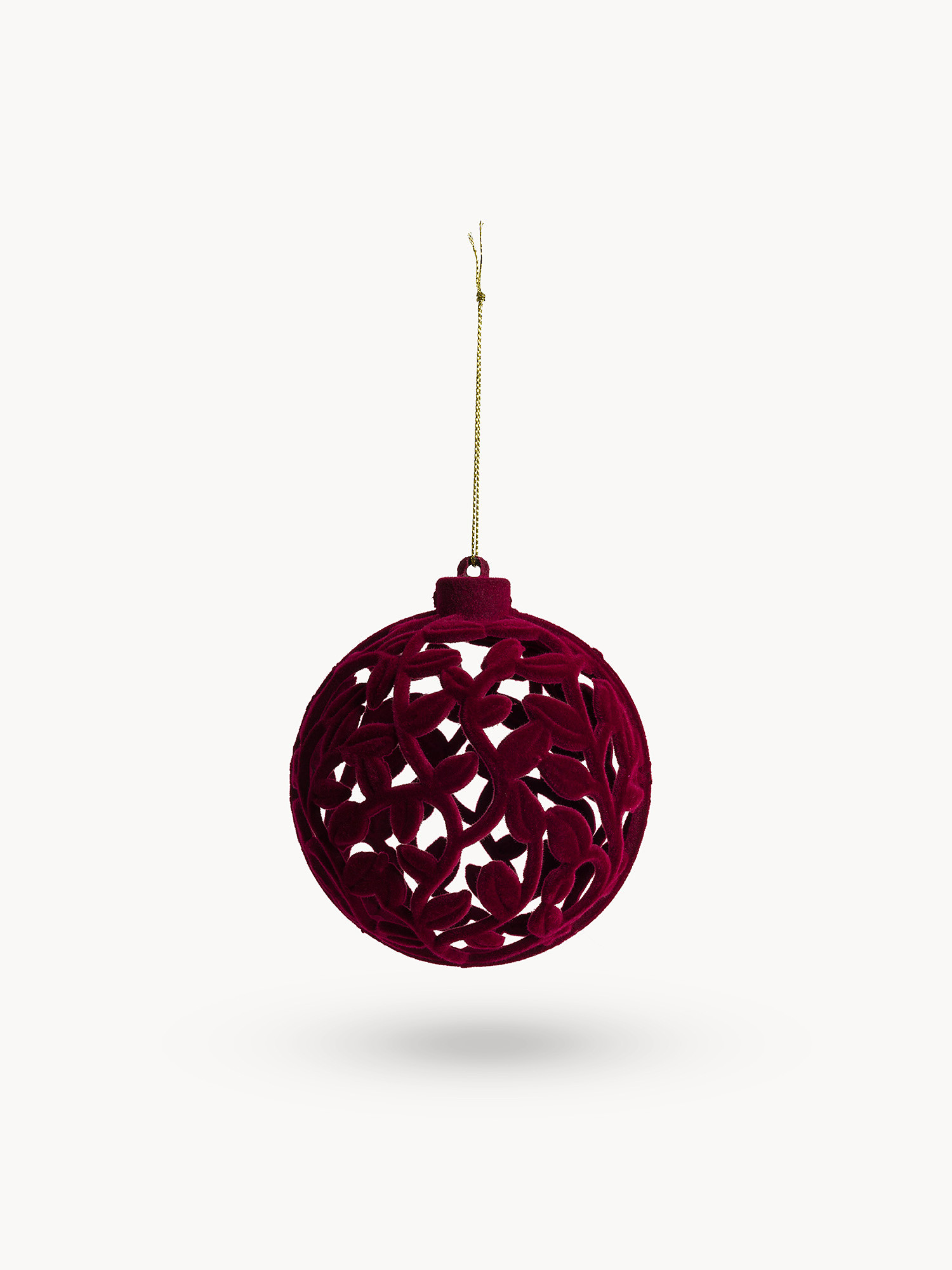 Addobbo albero in velluto a sfera, Rosso, large image number 0