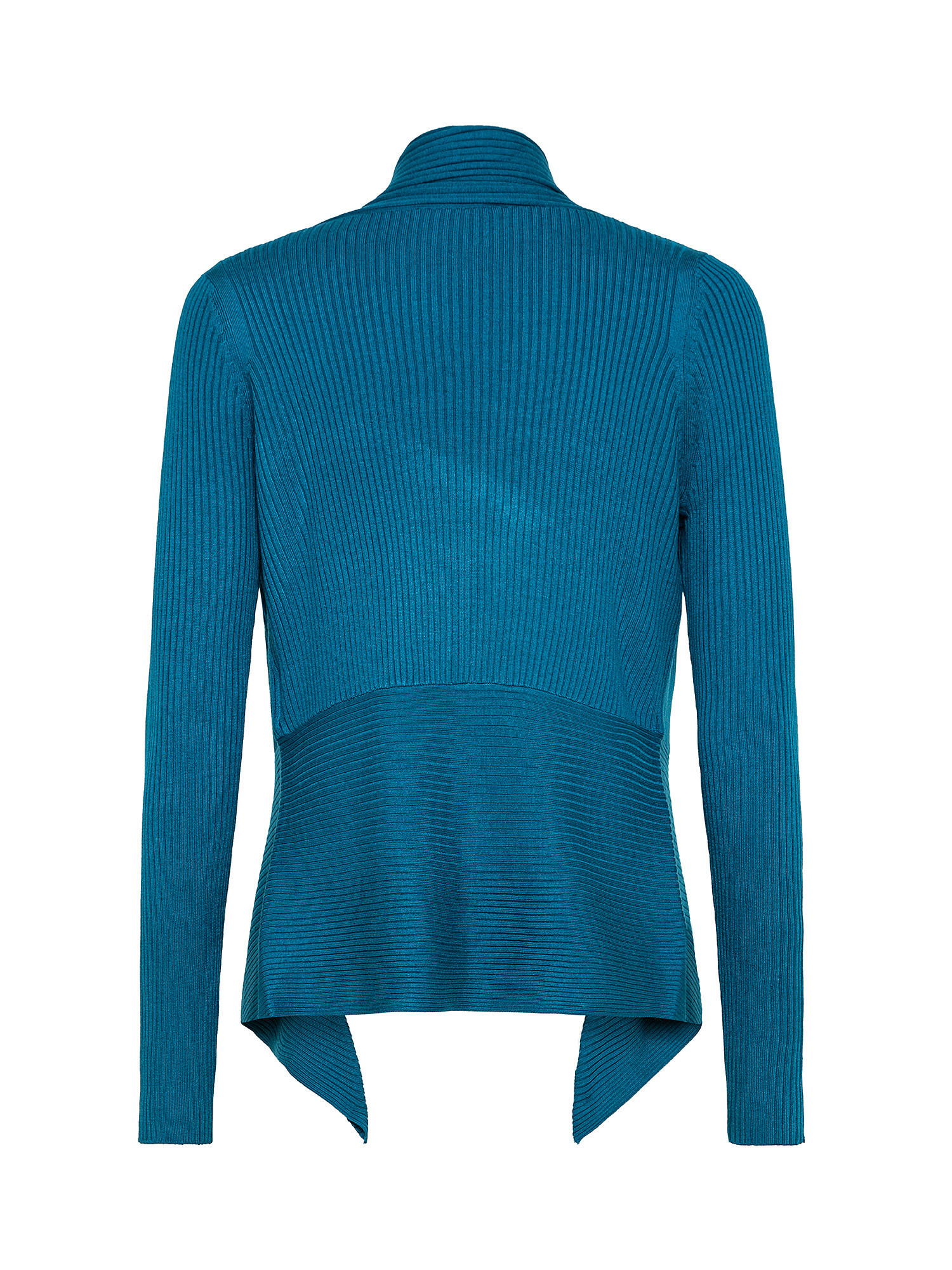 Open ribbed cardigan, Turquoise, large image number 1