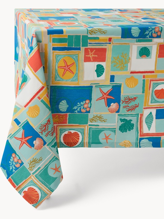 Cotton Panama Tablecloth with Geometric Print - Introductory Price