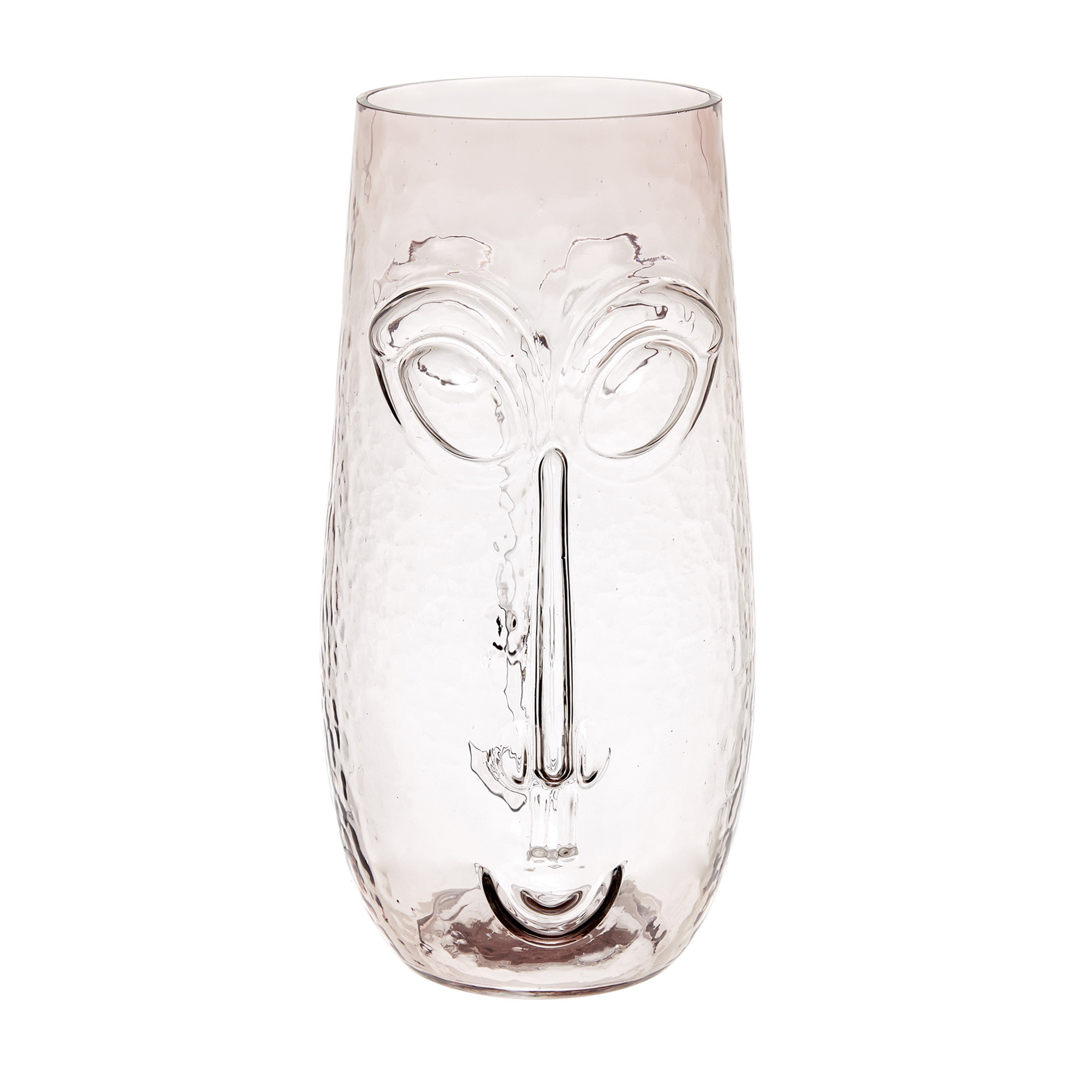 Face-shaped coloured glass vase, Light Pink, large image number 0
