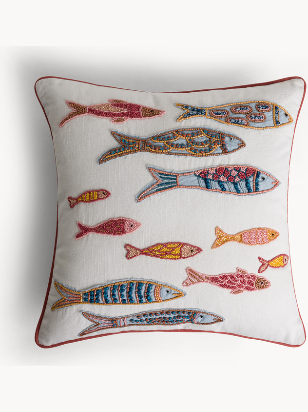 Cushion with applications and embroidery 45x45cm