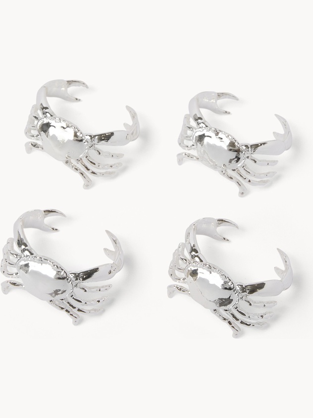 Set 4 portatovaglioli in metallo a granchio