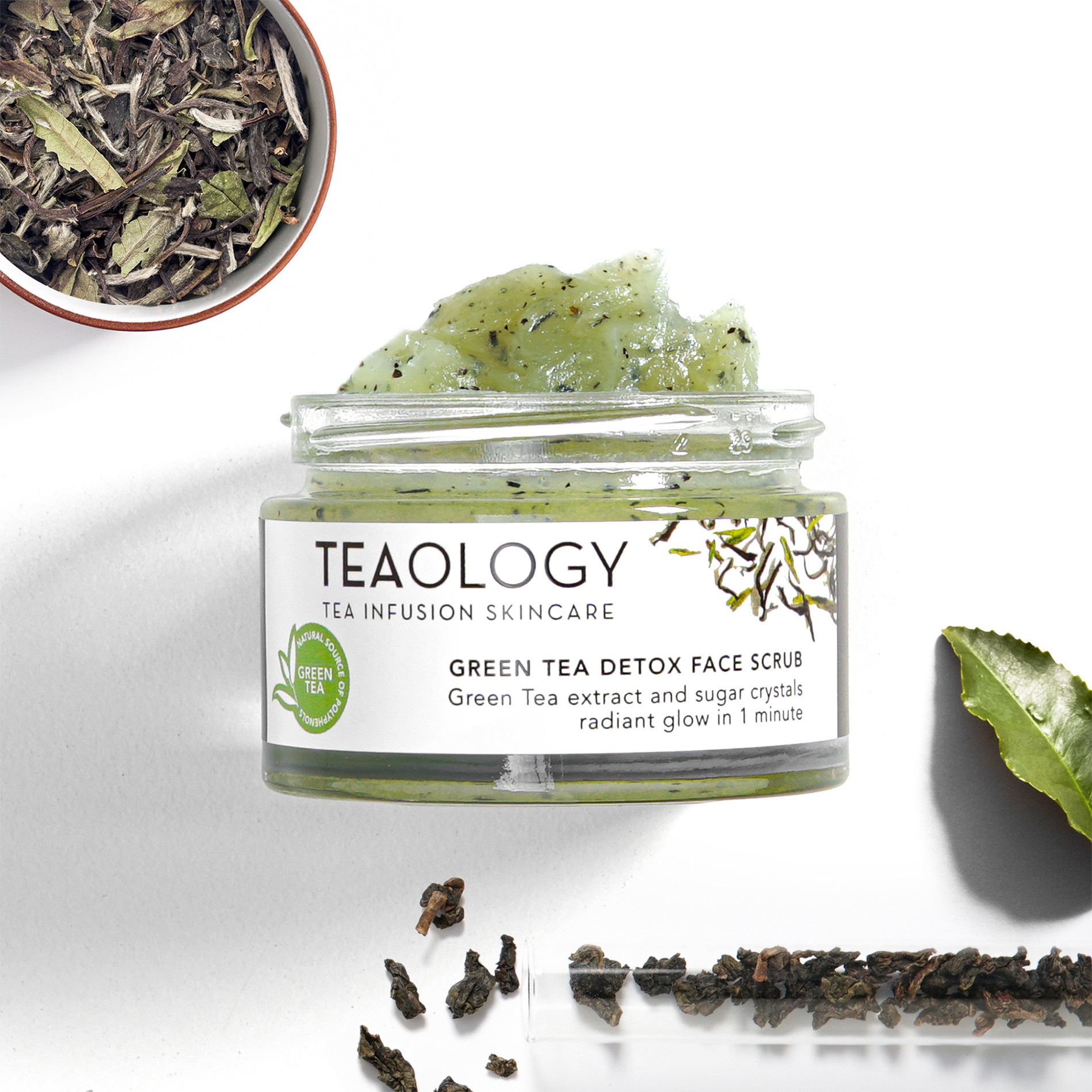 Teaology Green Tea Detox Face Scrub 50 ml, Bianco, large
