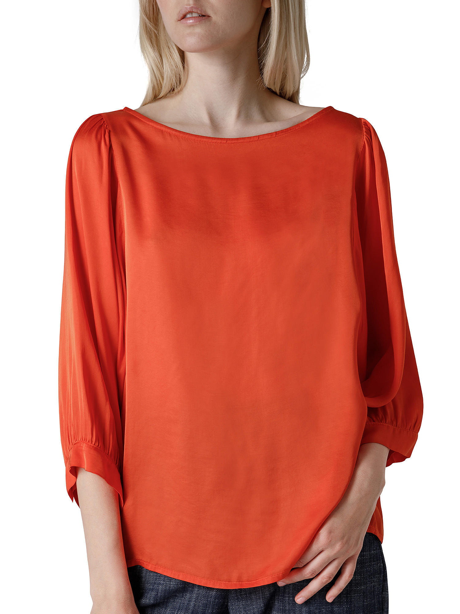 Blusa in viscosa, Arancione, large image number 2