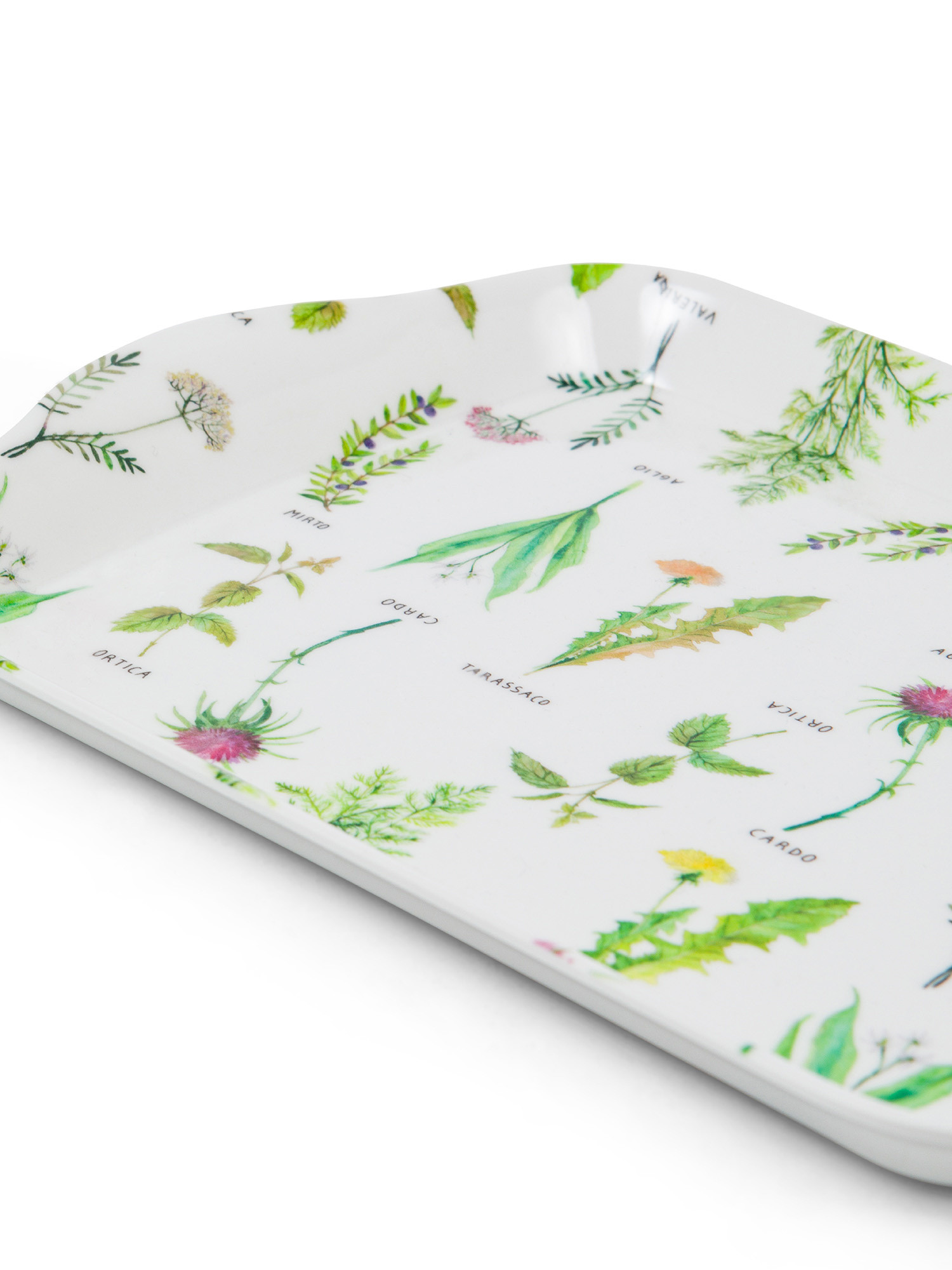 Botanical motif melamine tray, White, large image number 1