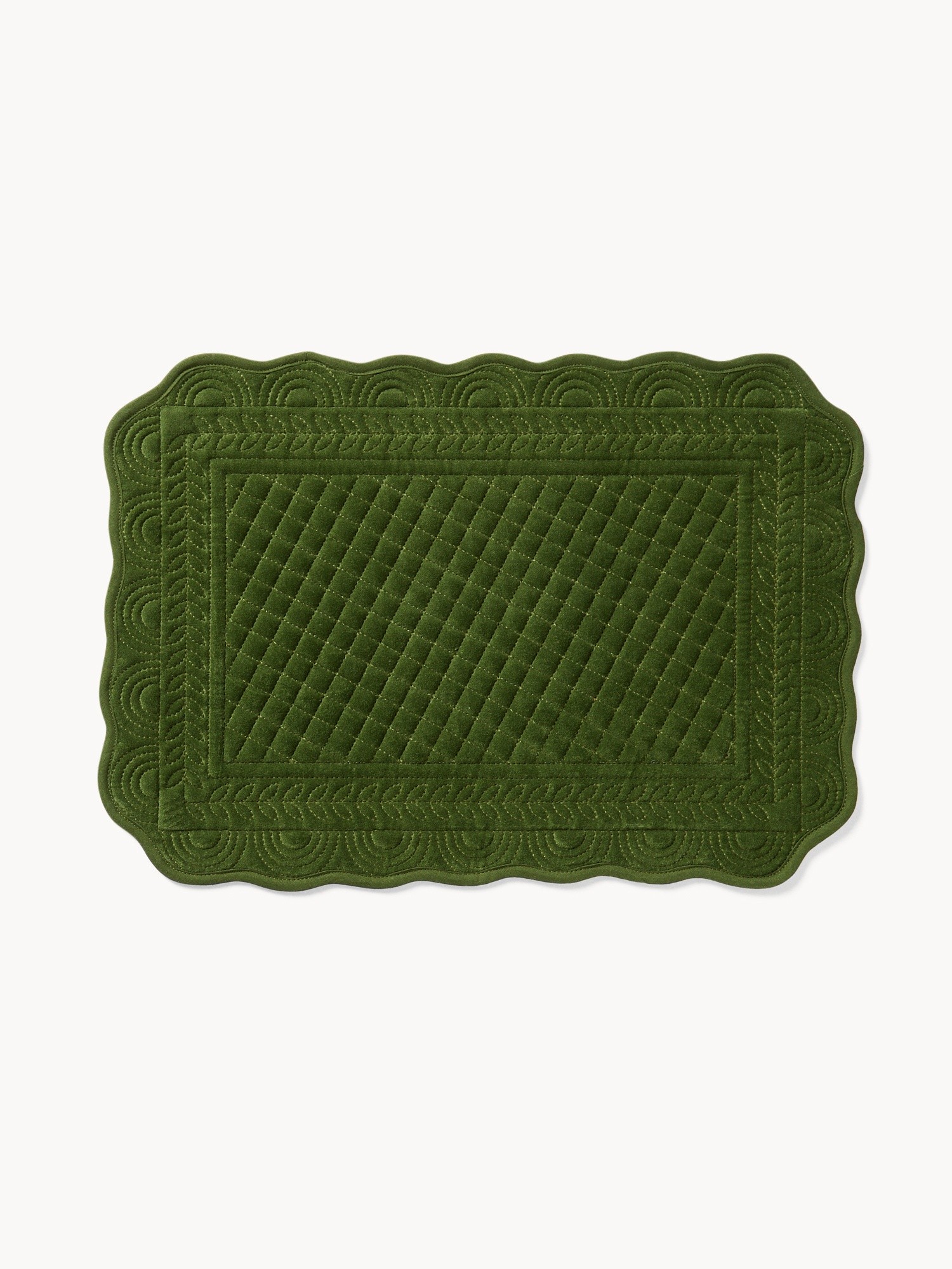 Quilted cotton velvet placemat, Green, large image number 0