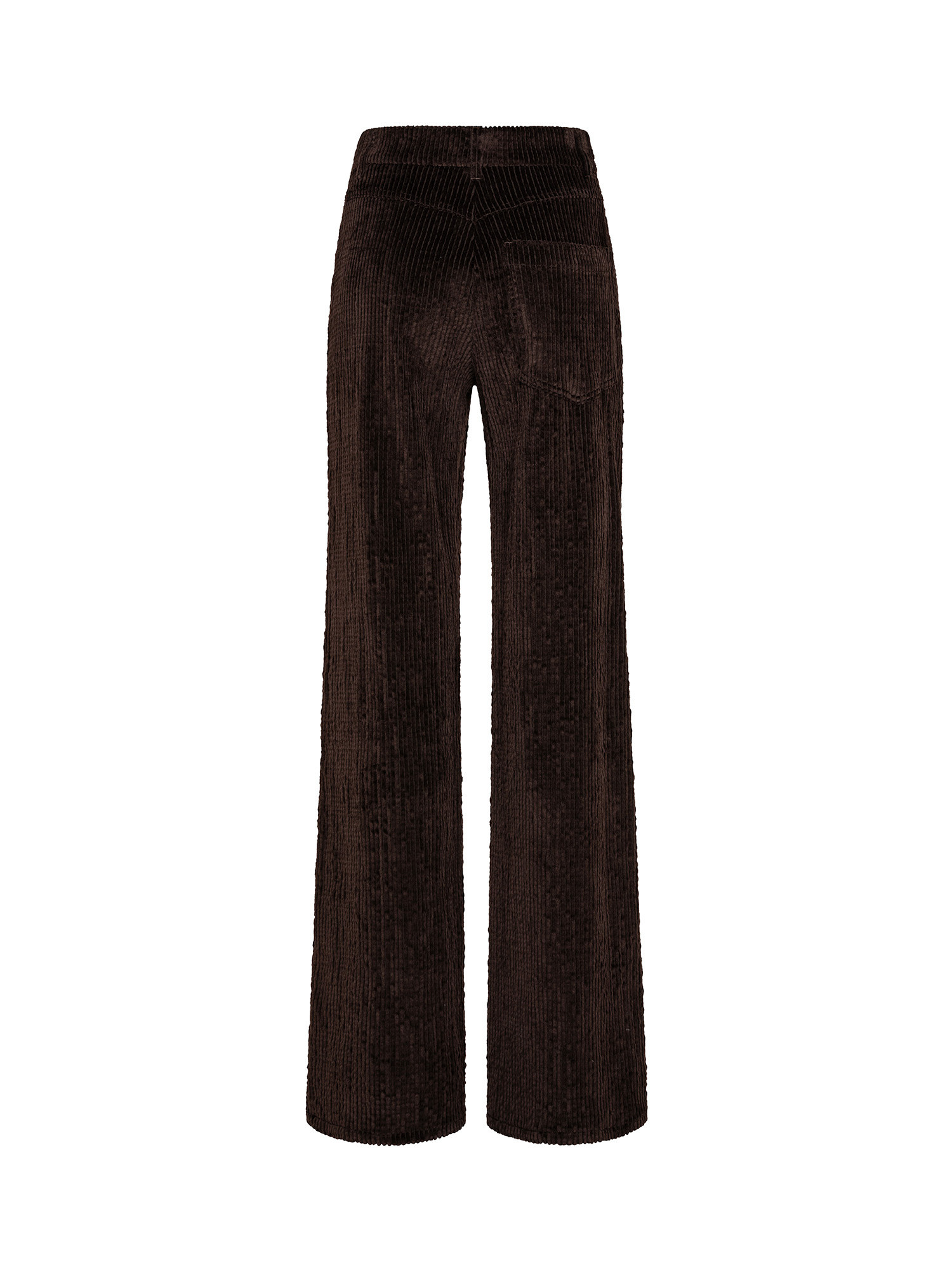 Pantalone a gamba svasata in velluto, Brown, large image number 1