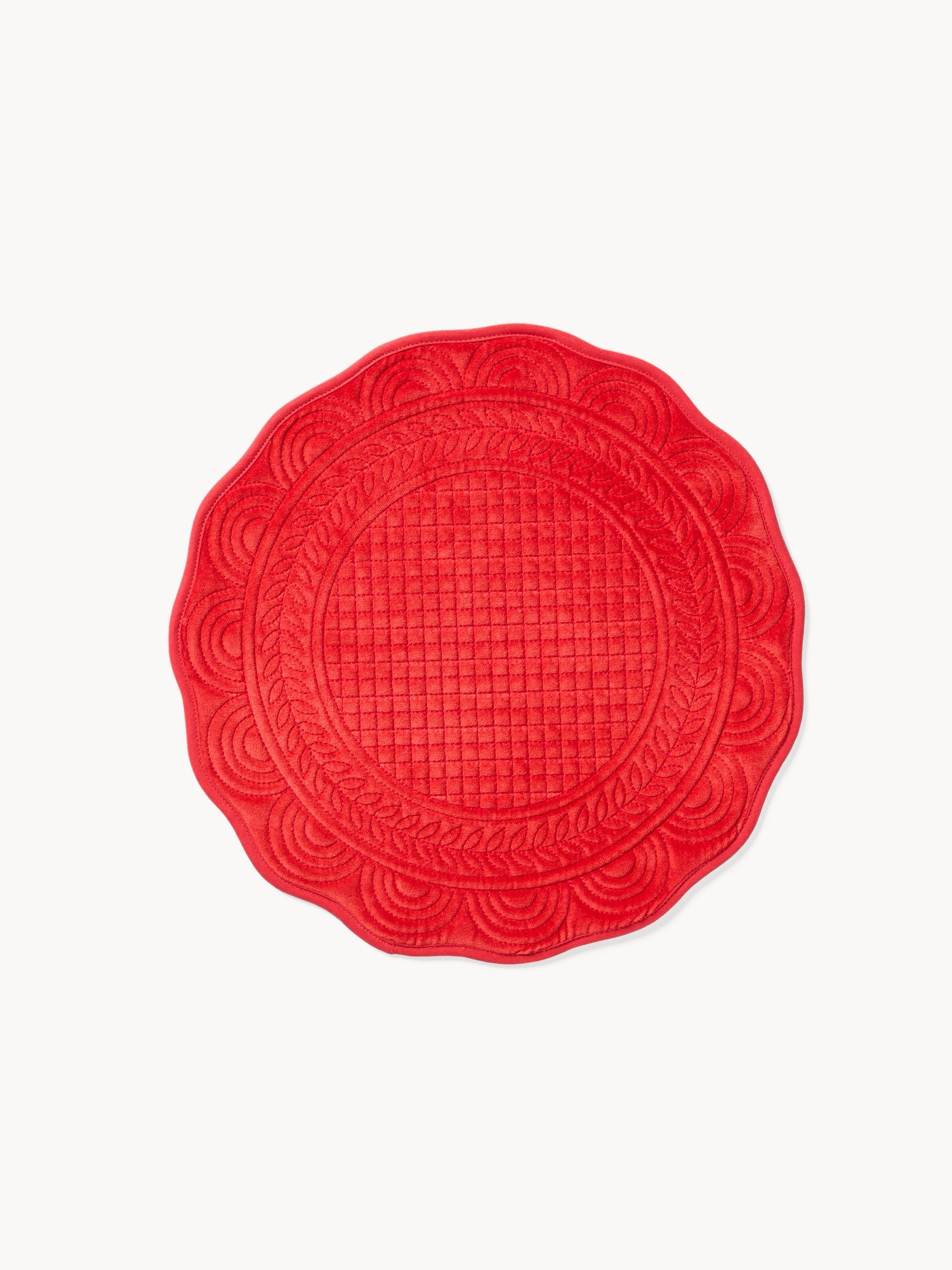 Quilted placemat in pure cotton velvet, Brick Red, large image number 0