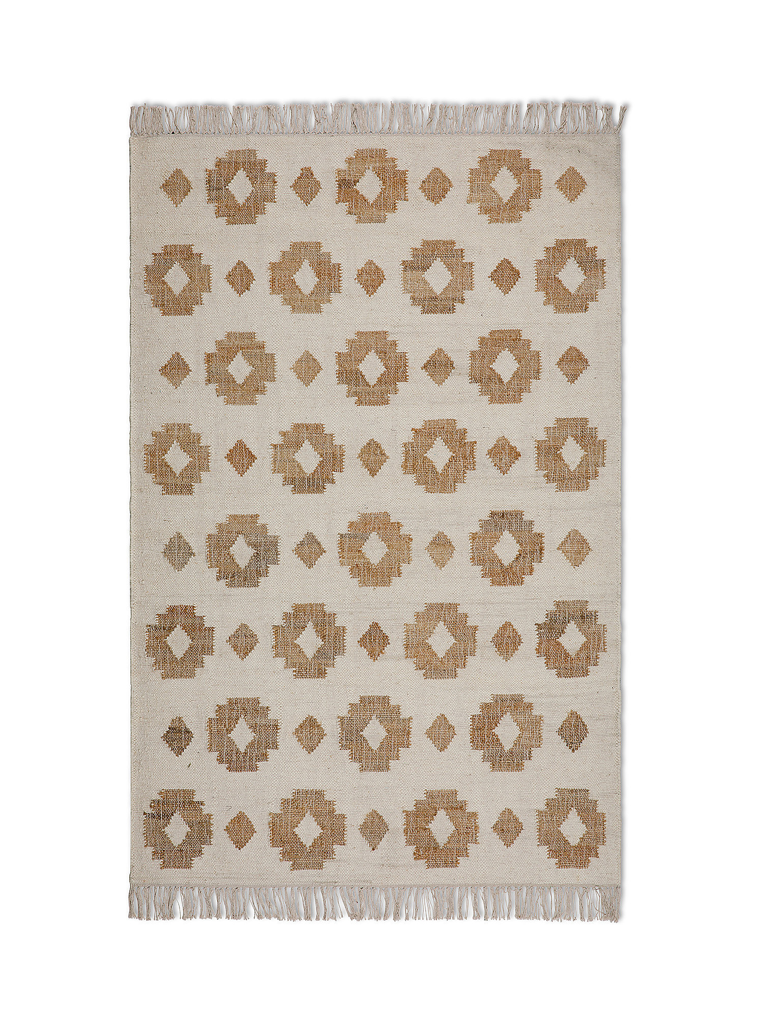 Jute rug with geometric motif, White, large image number 0