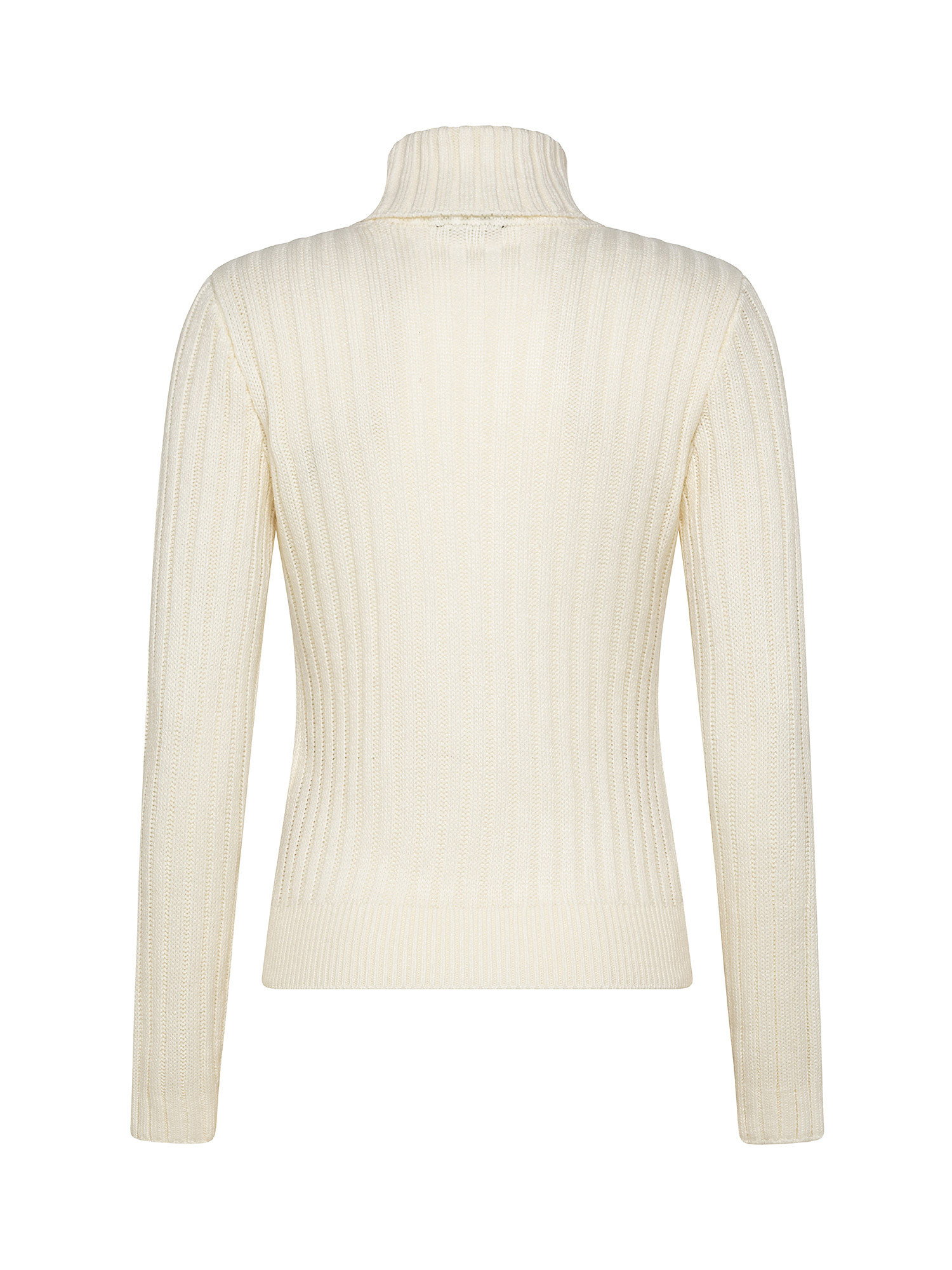 Turtleneck fringe front sweater, White Ivory, large image number 1