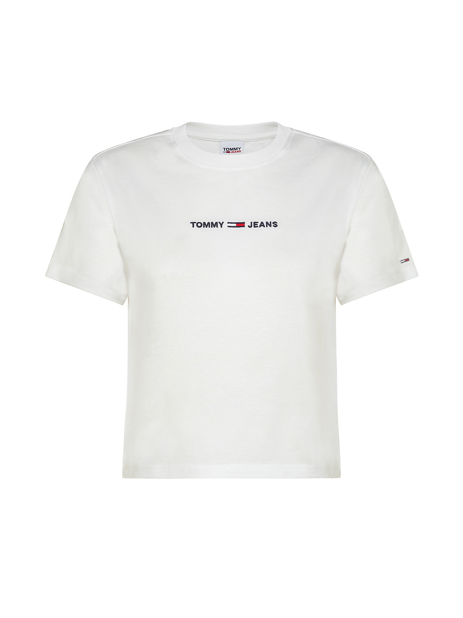 T-shirt con logo ricamato, Bianco, large image number 0