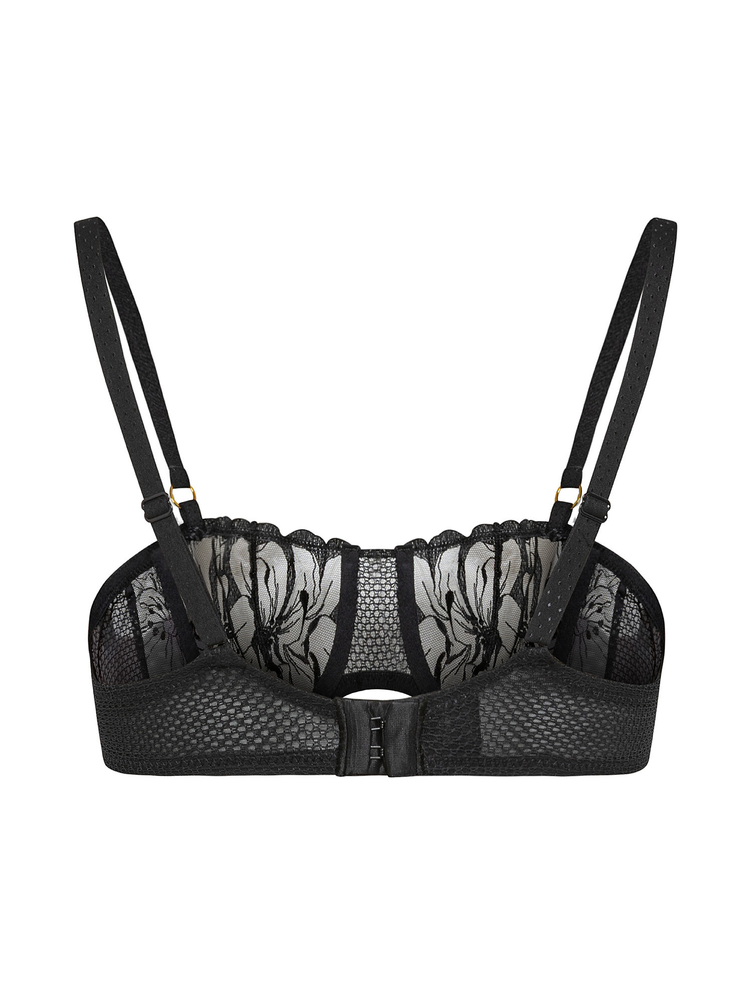 Balconette bra with embroidered cups, Black, large image number 1