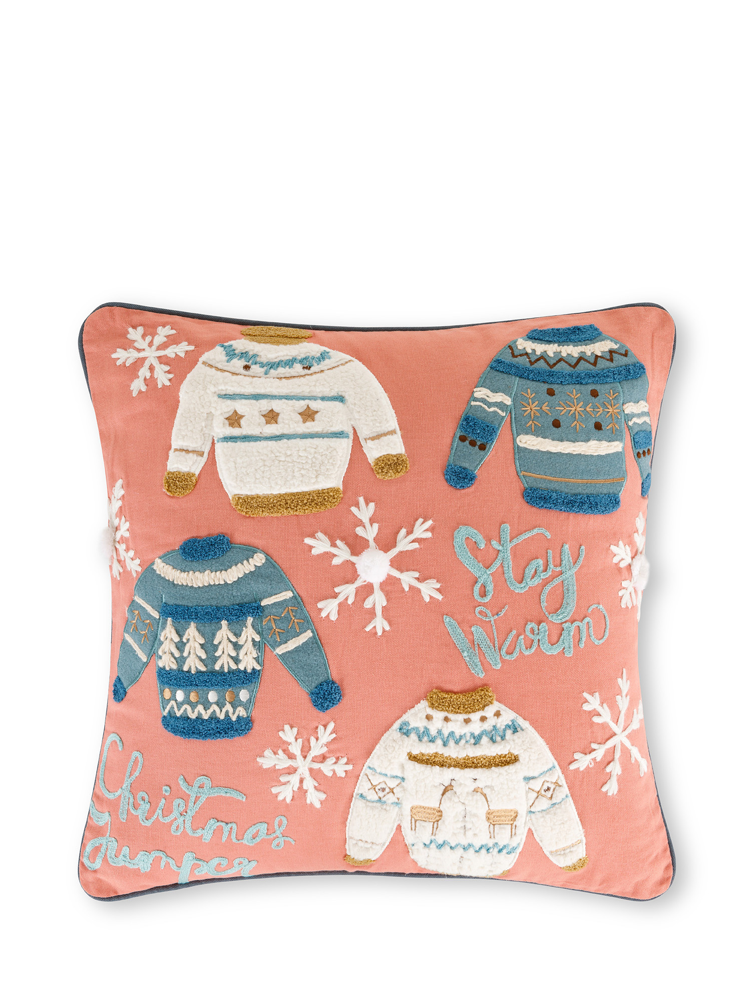 Cushion with Christmas sweaters motif 45x45 cm, Multicolor, large image number 0