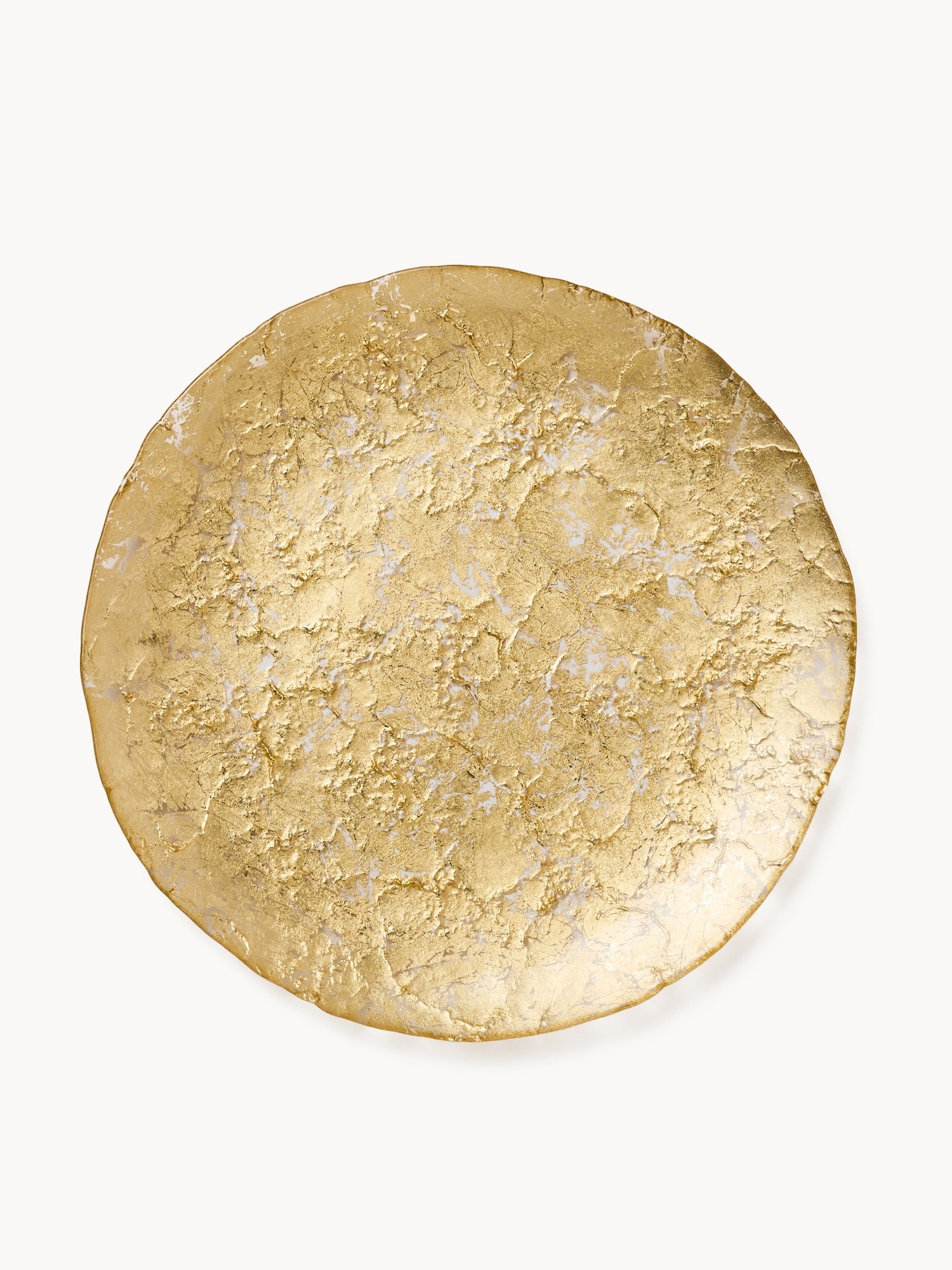 Glass serving platter with a textured finish, Gold, large image number 0