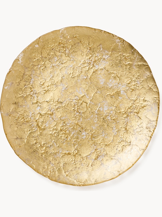 Glass serving platter with a textured finish