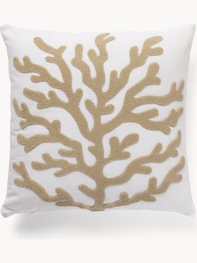 Cuscino con ricamo corallo in terry 45x45cm