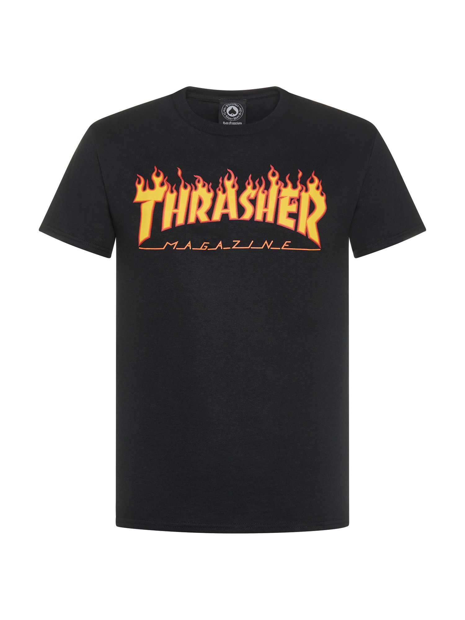 Thrasher - T-Shirt logo fiamme, Nero, large image number 0