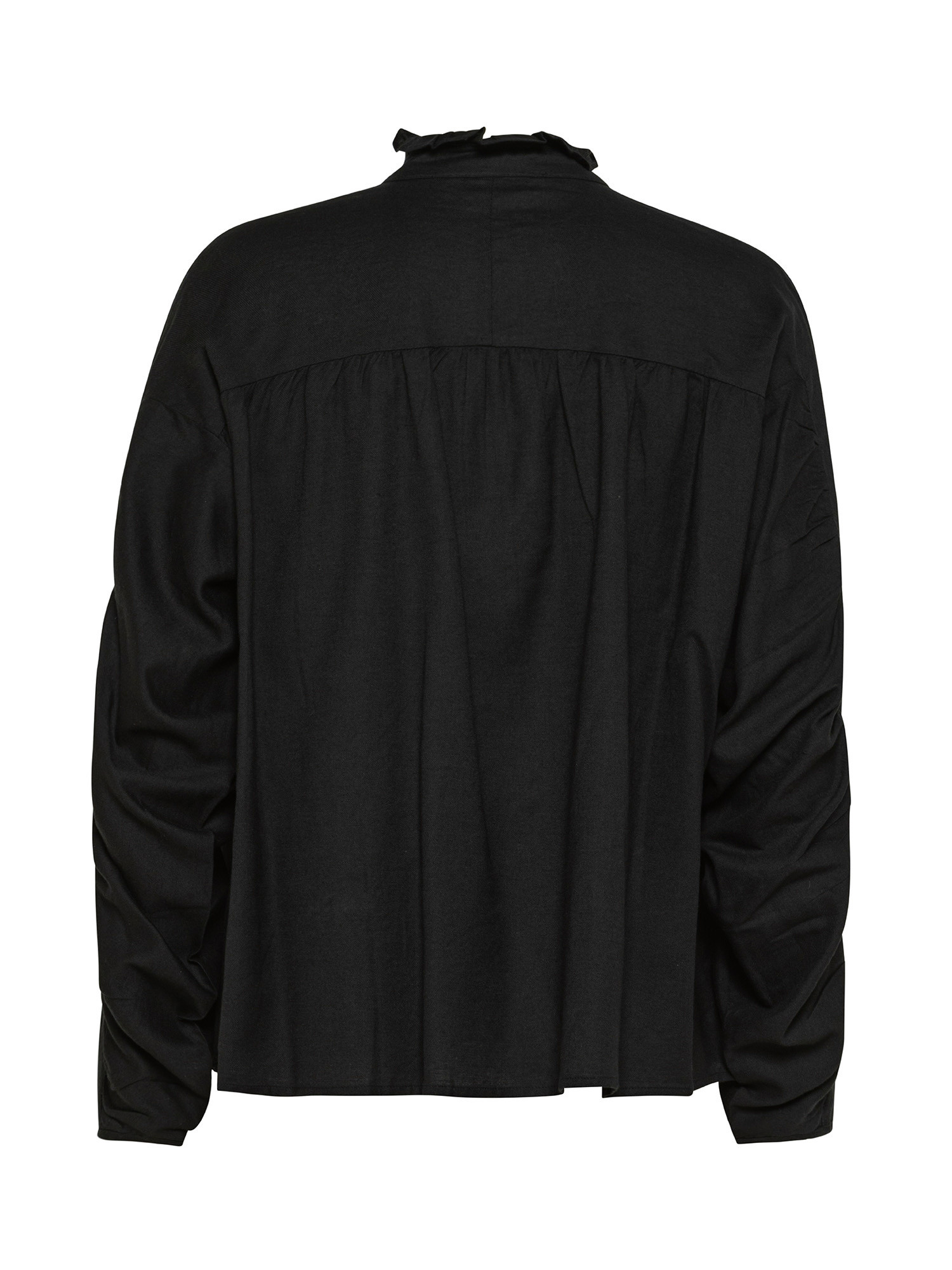 Blusa in cotone con maniche lunghe, Nero, large image number 1