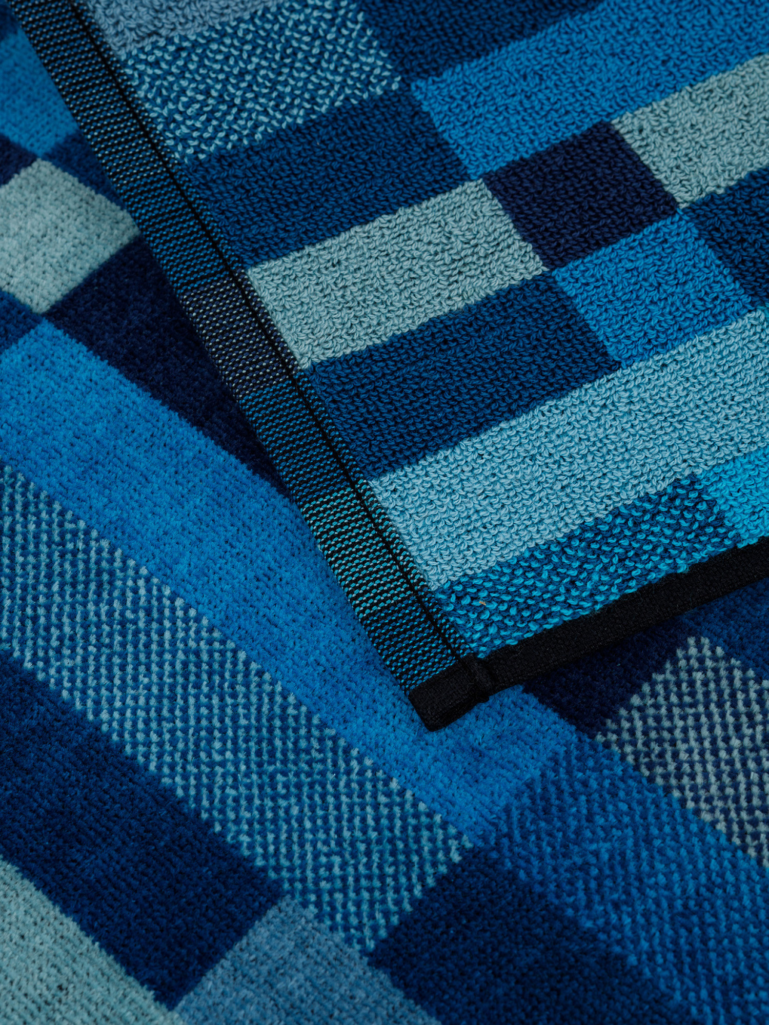 Asciugamano cotone velour motivo geometrico, Blu, large image number 2