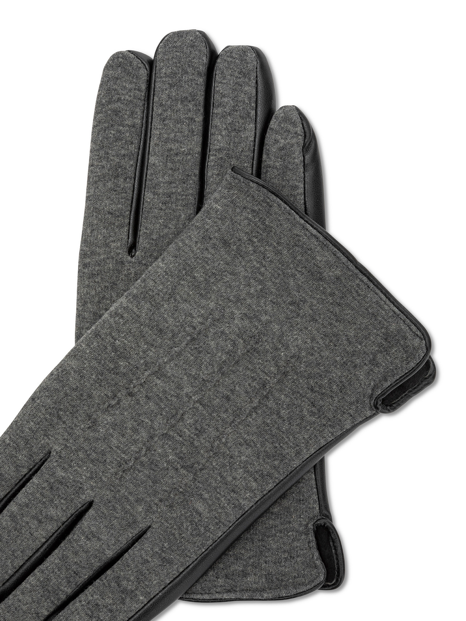 Luca D'Altieri - Gloves in jersey and eco-leather, Grey, large image number 1