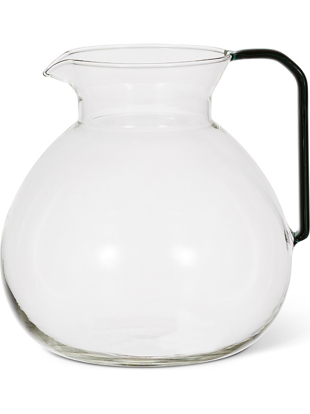 Caraffa tonda vetro borosilicato manico ottanio