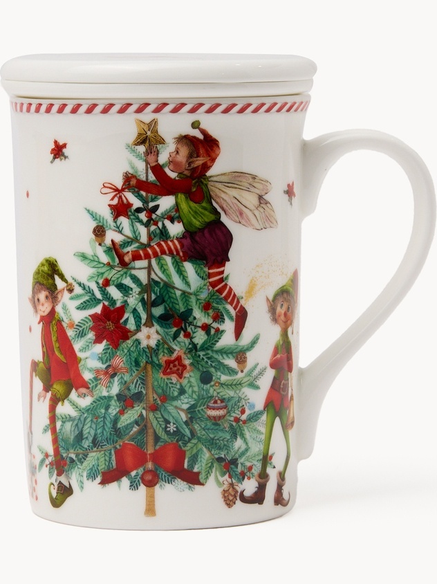 Porcelain tea-for-one set with a Christmas motif