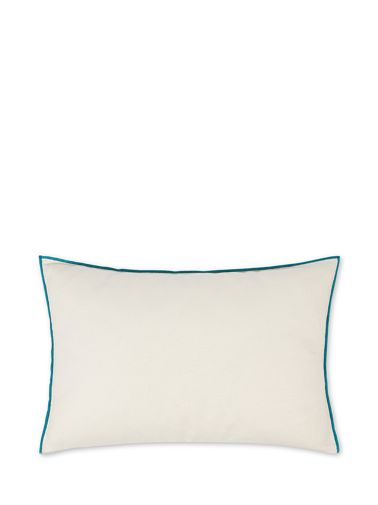 35x55 cm striped patterned cushion in recycled cotton, Teal, large image number 1