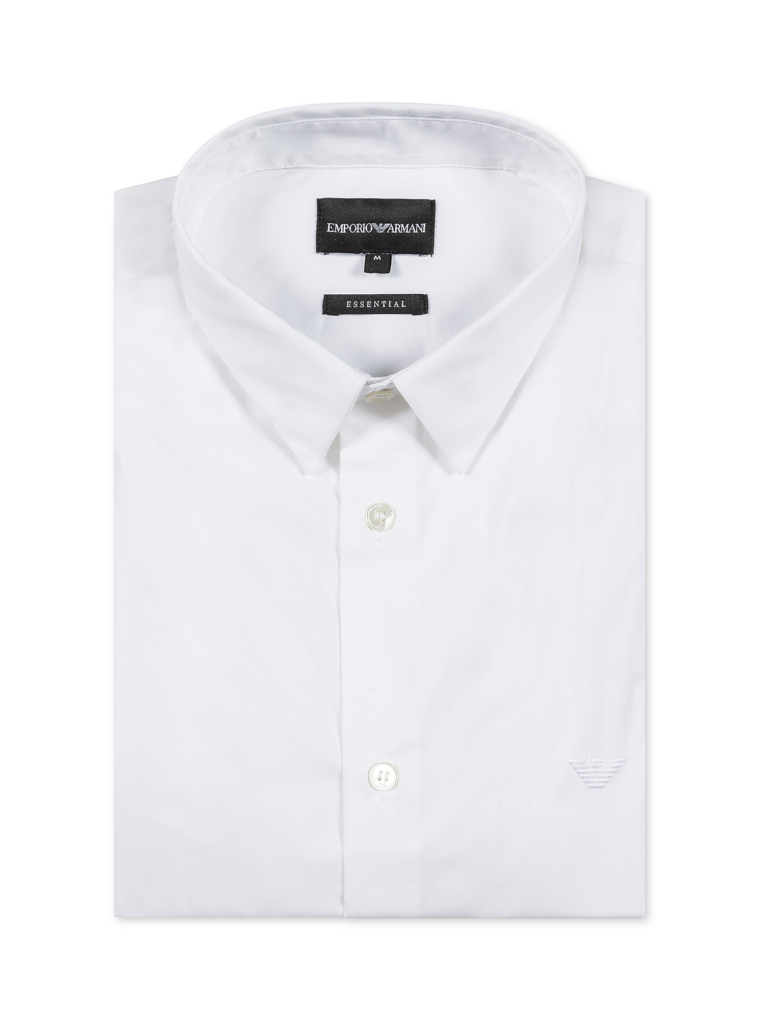 Emporio Armani - Camicia con logo ricamato, Bianco, large image number 0
