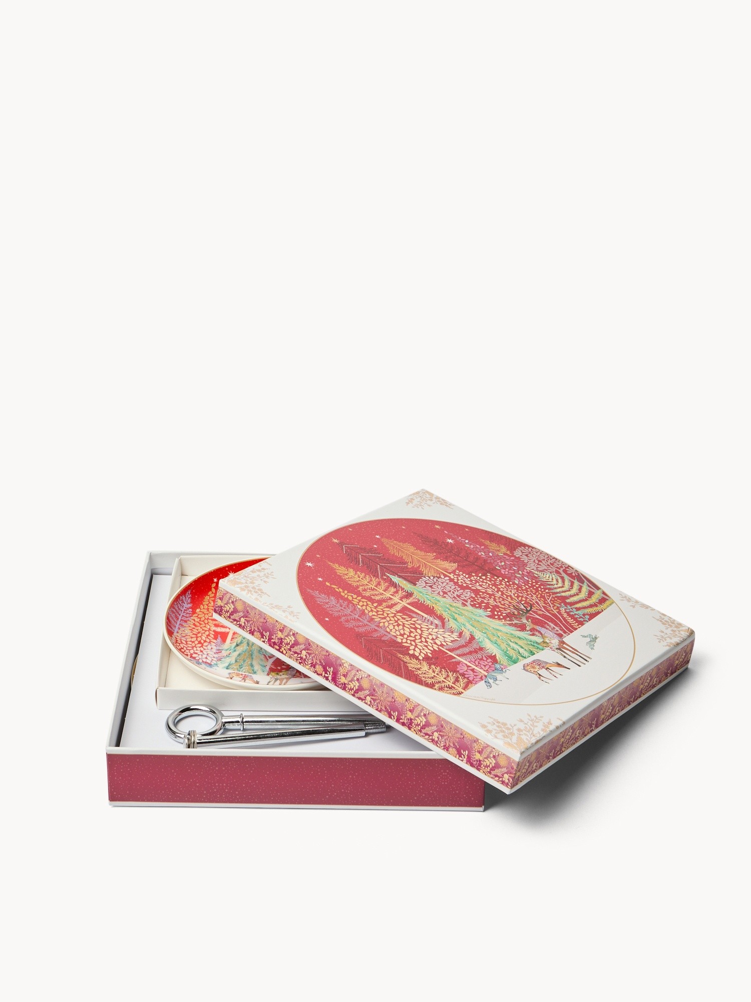 Vintage New Bone China Double-Tier Cake Stand, Red, large image number 2