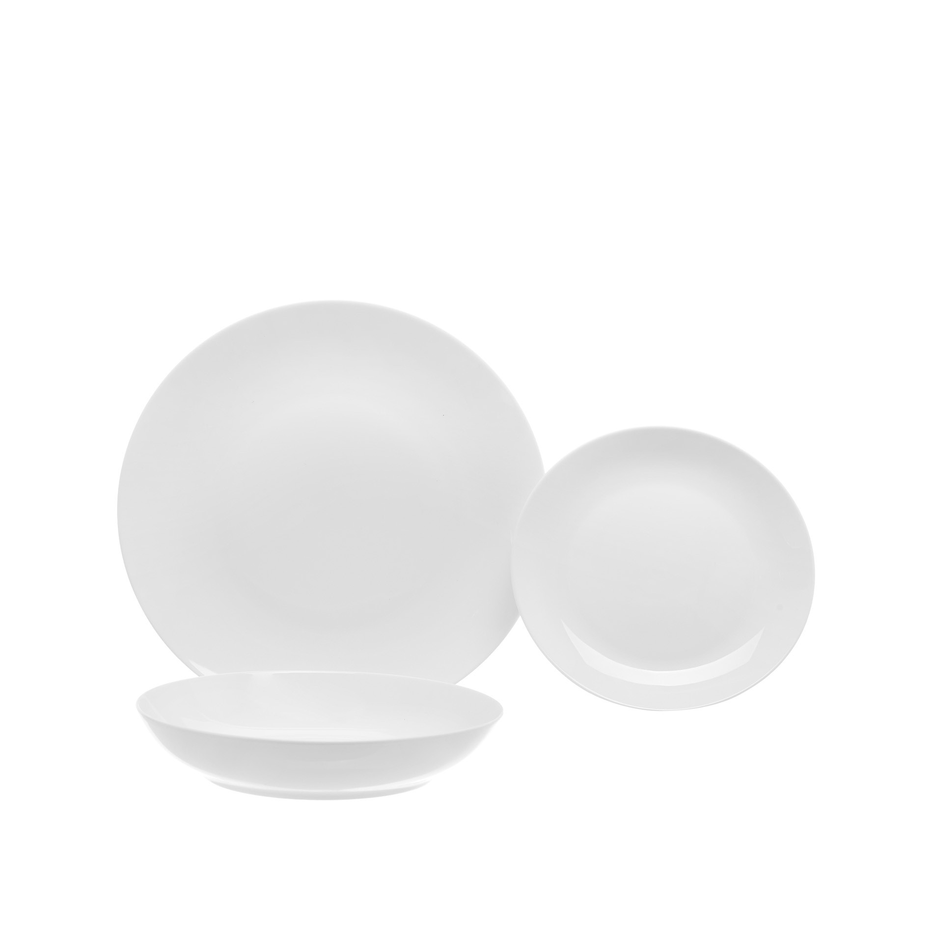 Coupe set of 18 white porcelain plates, White, large image number 0