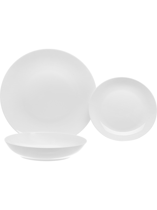 Coupe set of 18 white porcelain plates