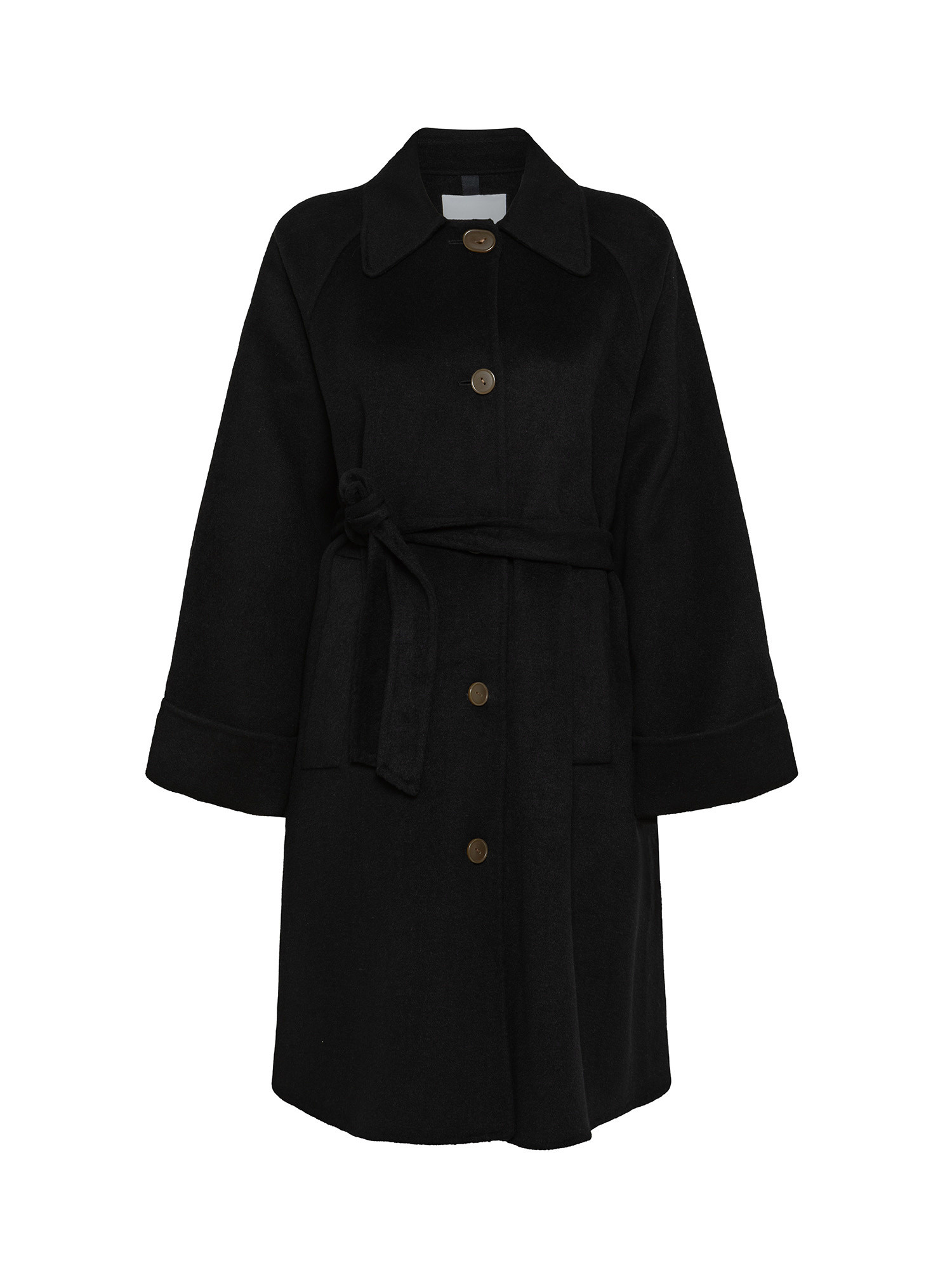 Double single-breasted coat sewn by hand, Black, large image number 0