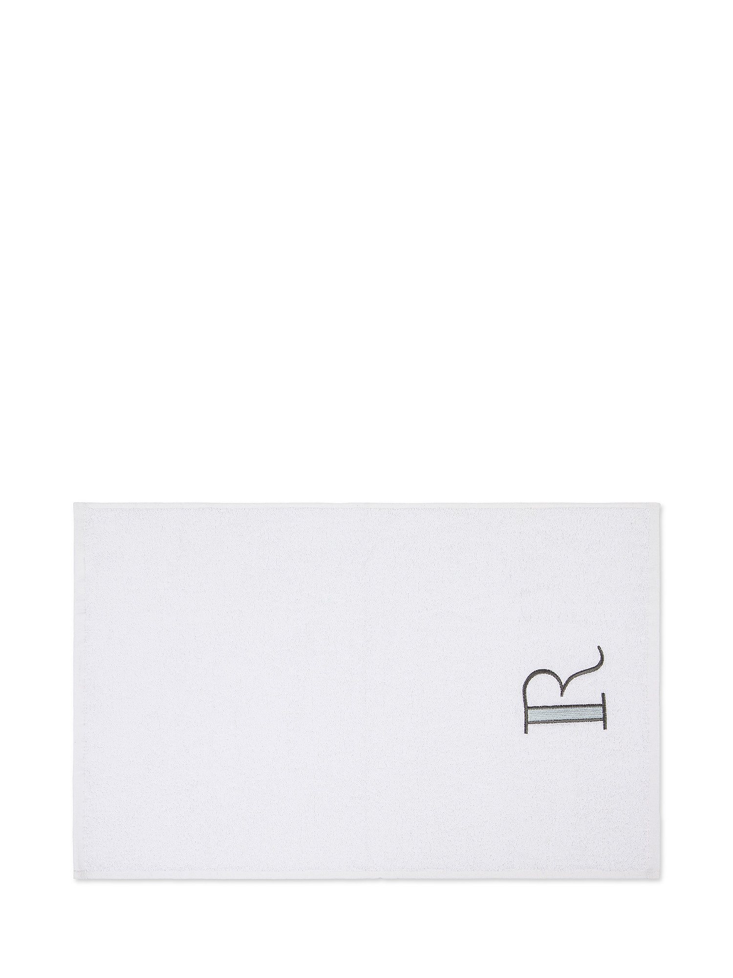 Set asciugamano in spugna ospite e viso con monogramma lettera, Verde, large image number 1