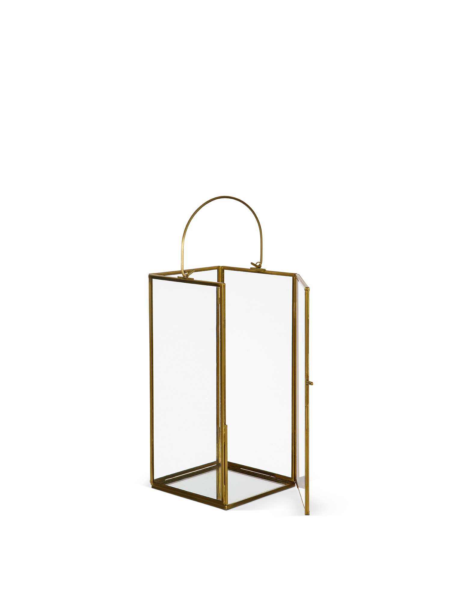 Lanterna in vetro con profili dorati, Giallo oro, large image number 1