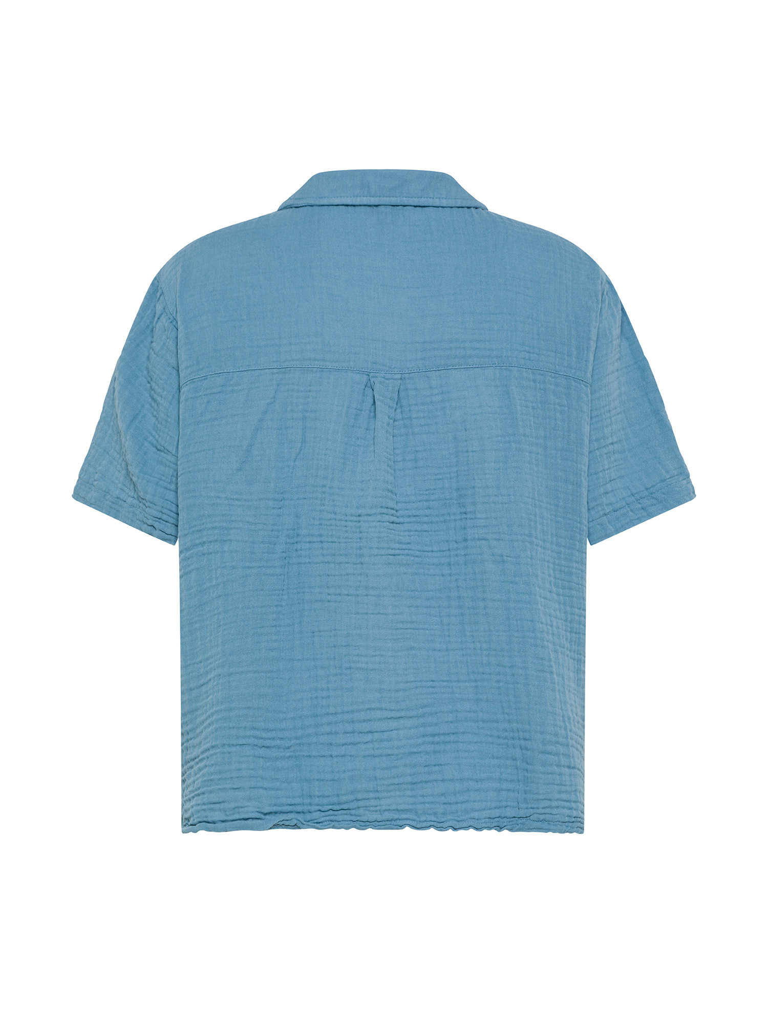 Camicia in mussola di cotone mezza manica., Azzurro, large image number 1