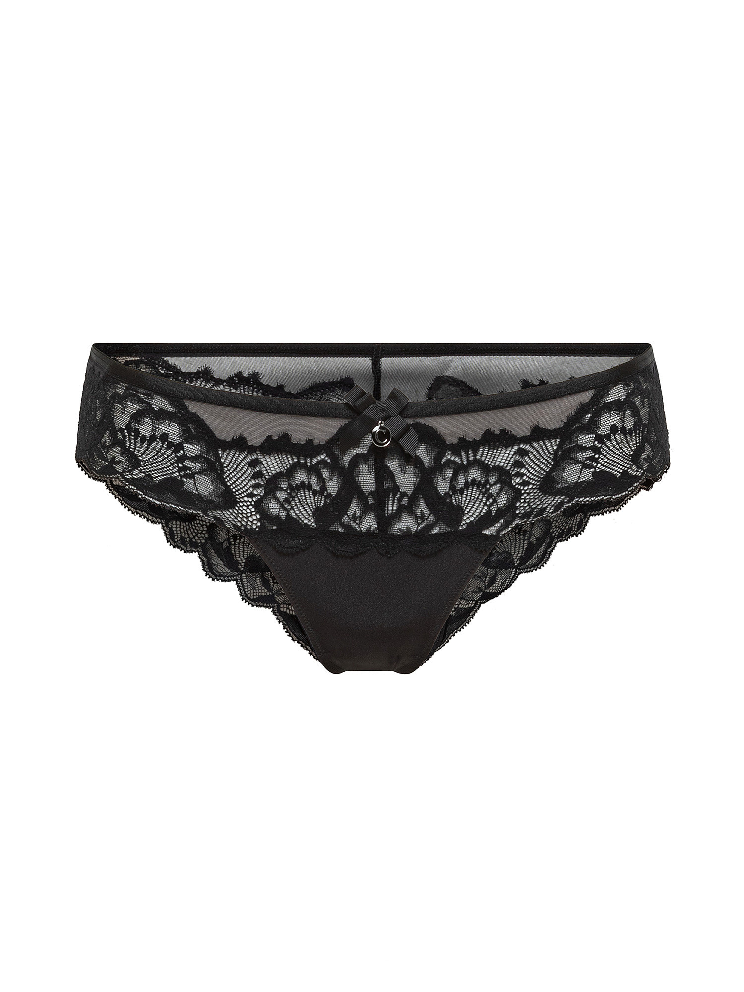 Thong with lace inserts, Black, large image number 0
