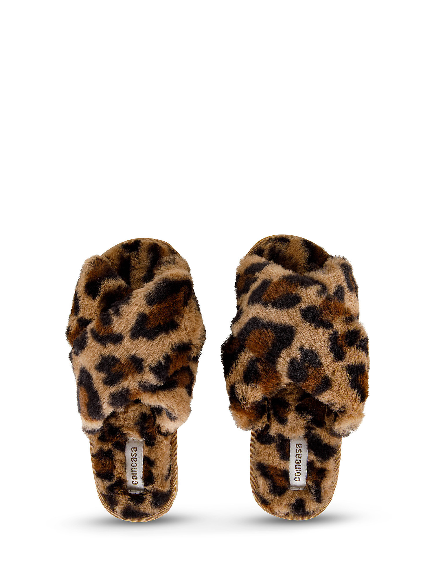 Spotted faux fur slippers, Animal, large image number 0