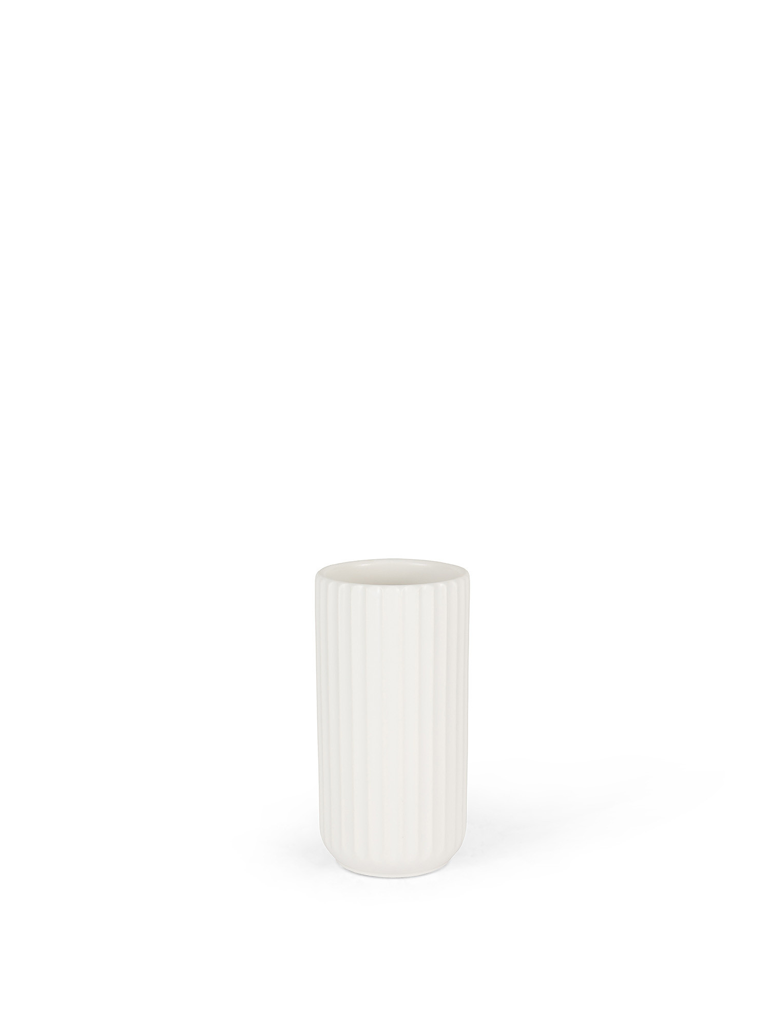 Vaso ceramica rigata, Bianco, large image number 0
