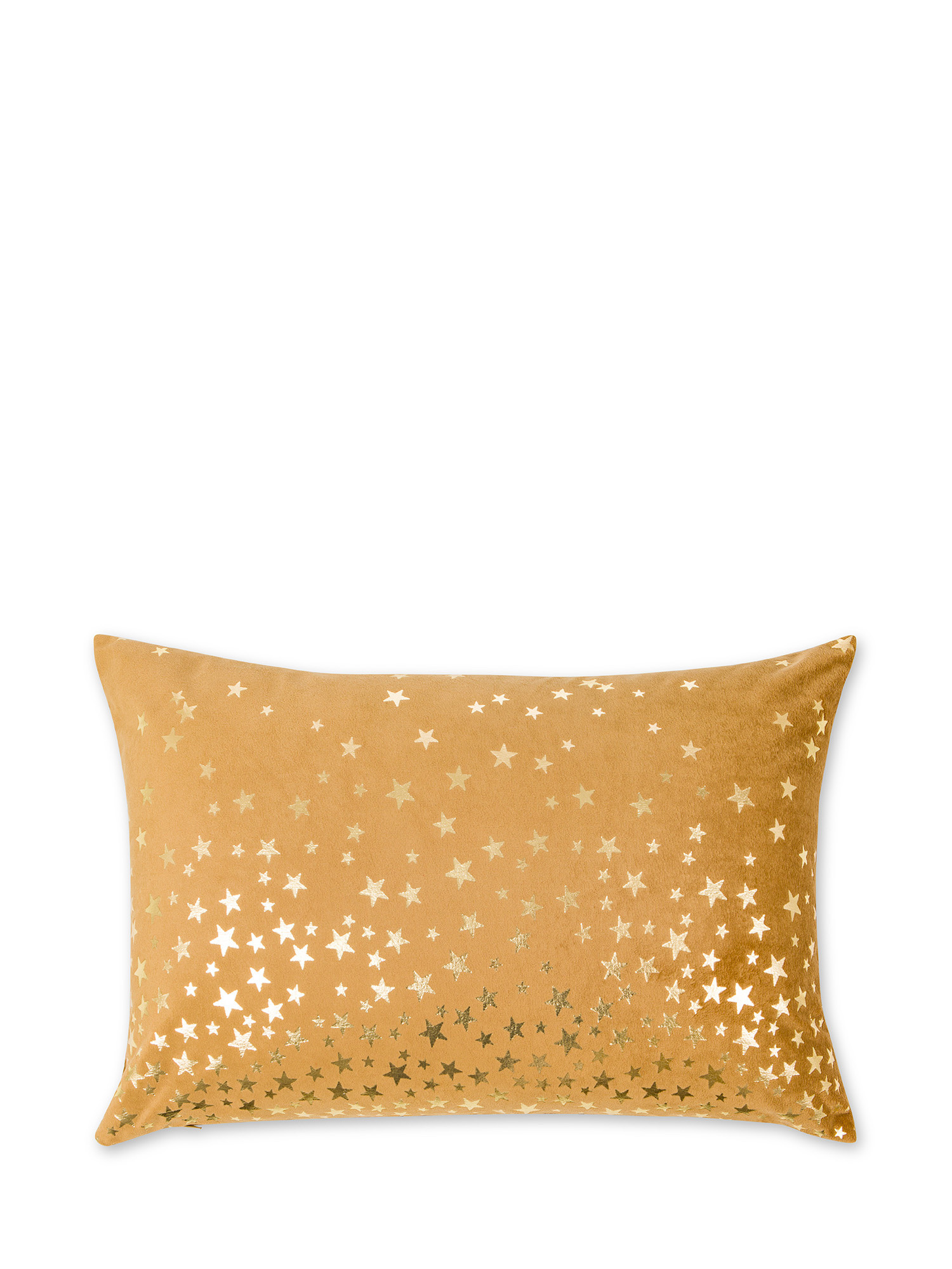 Star print velvet cushion 35x55cm, Dark Yellow, large image number 0