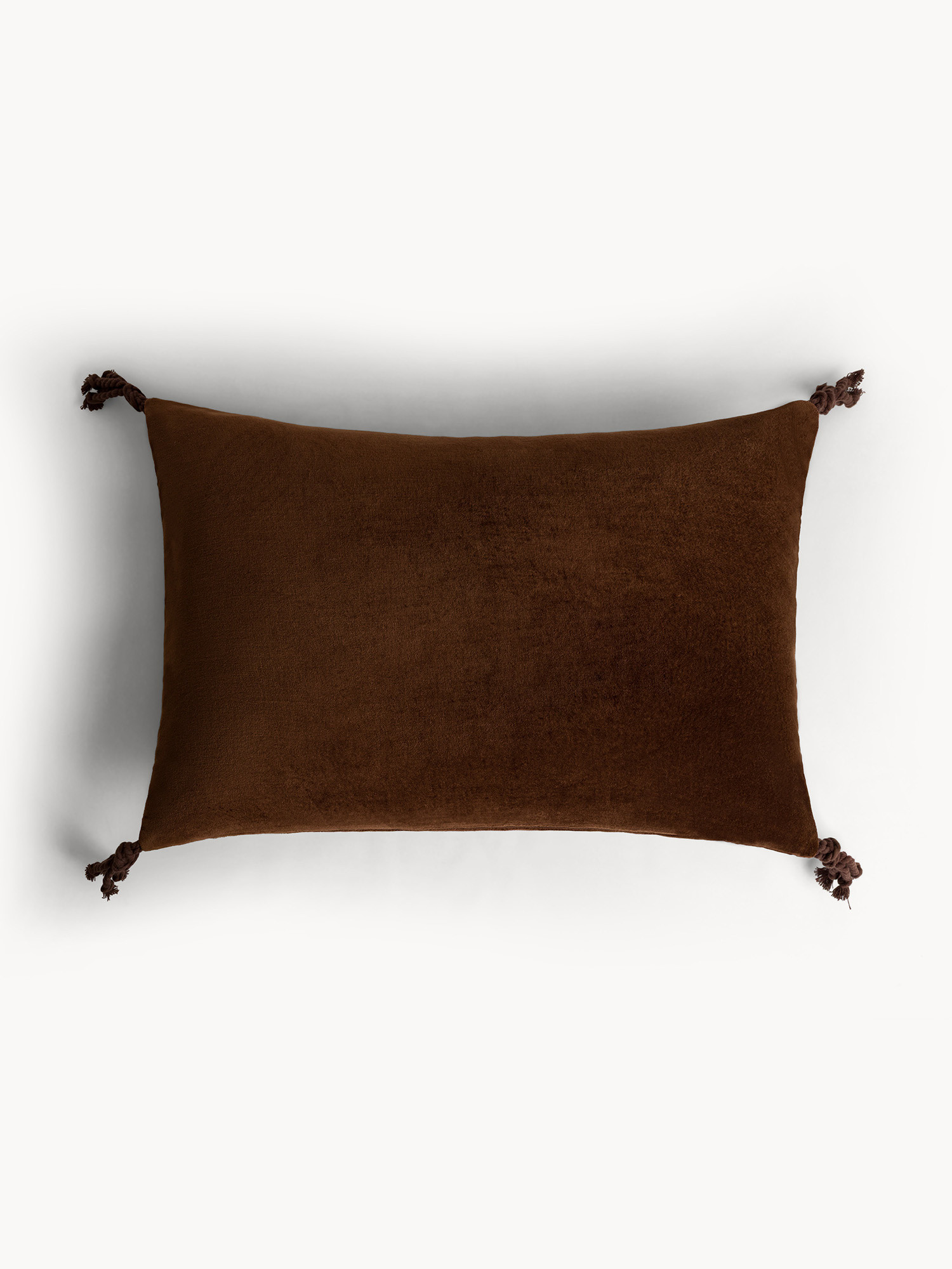 35x50 cm velvet pillow with appliques, Brown, large image number 0