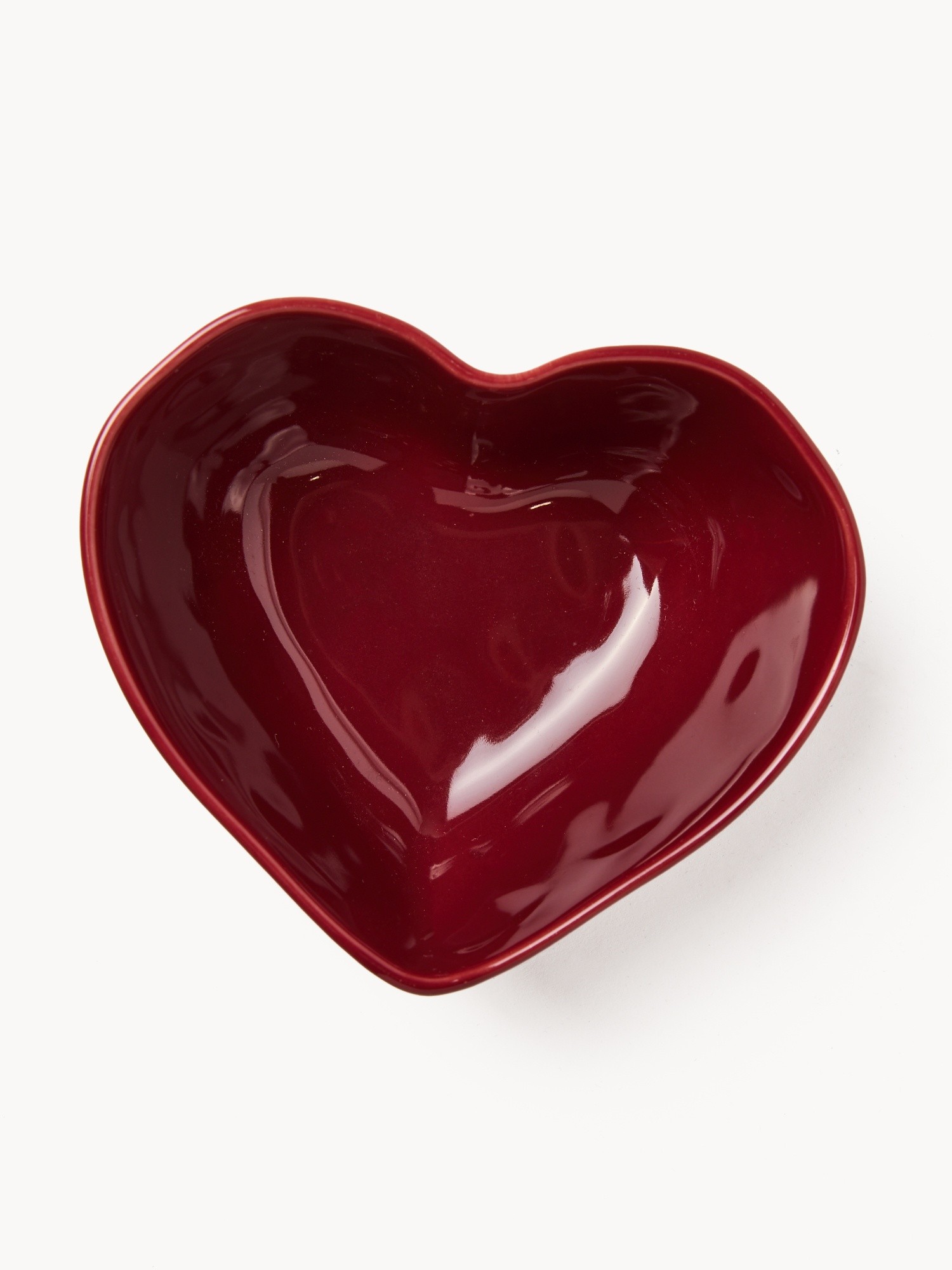 Heart-shaped ceramic small bowl, Red Bordeaux, large image number 1