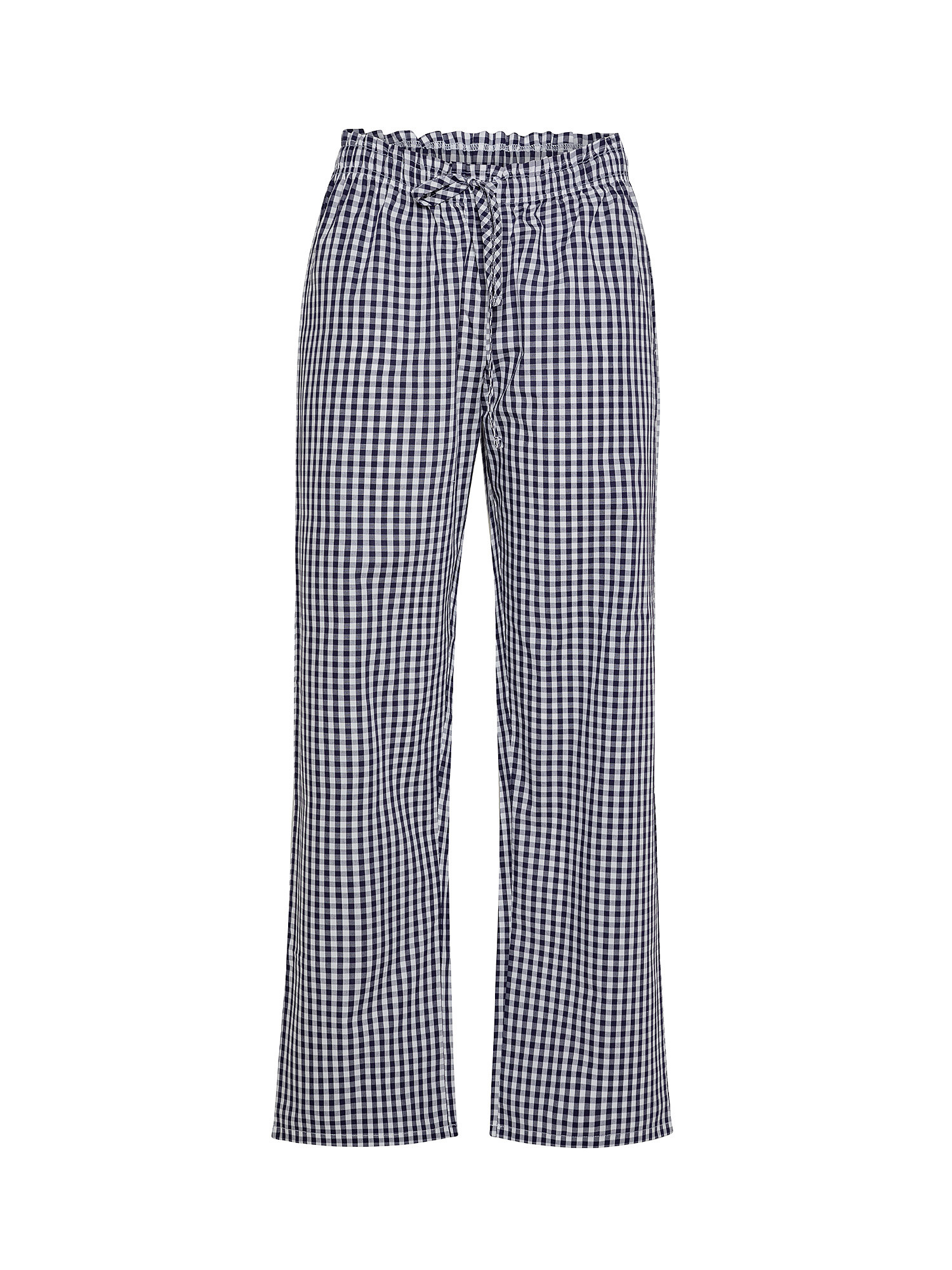 Pantaloni cotone tinto filo a quadretti, Blu, large
