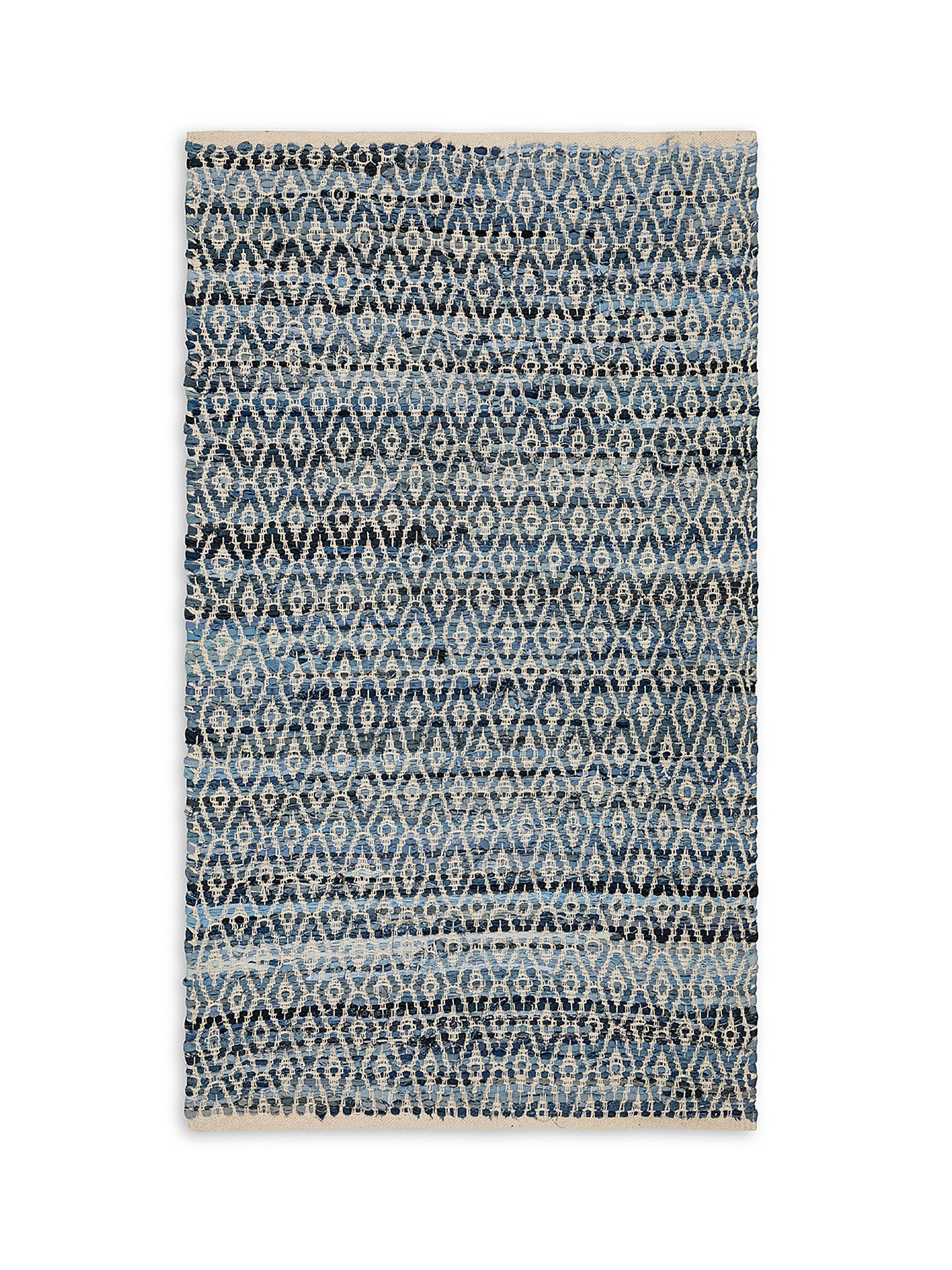 Tappeto tessuto disegno geometrico, Blu, large image number 0