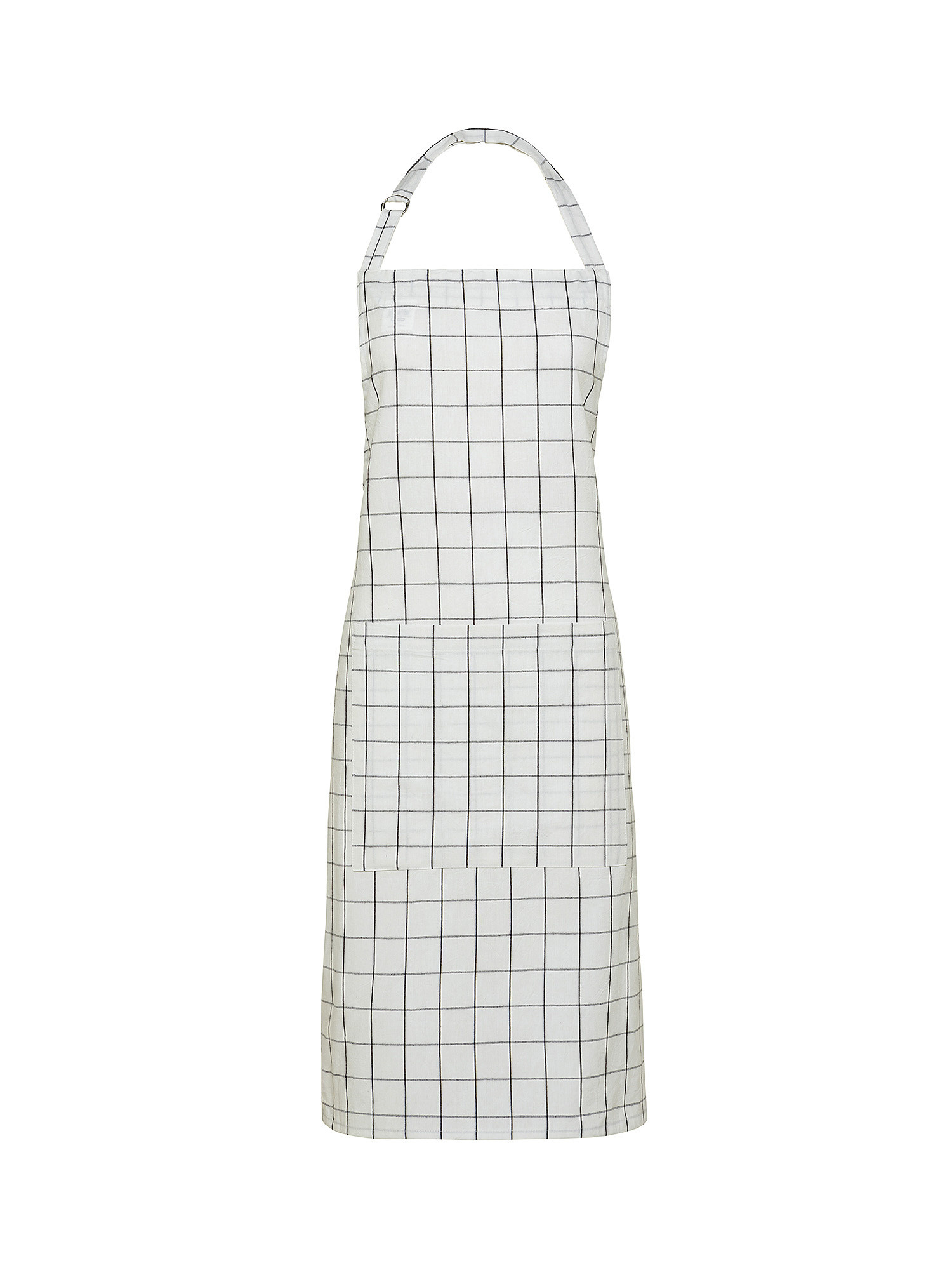 Check pattern washed cotton kitchen apron, White, large image number 0