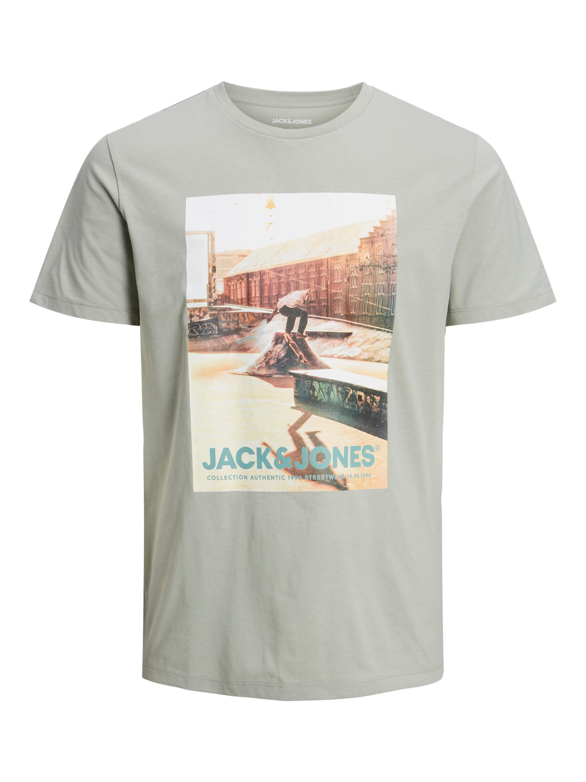Jack & Jones - T-shirt con stampa in cotone, Grigio chiaro, large image number 0